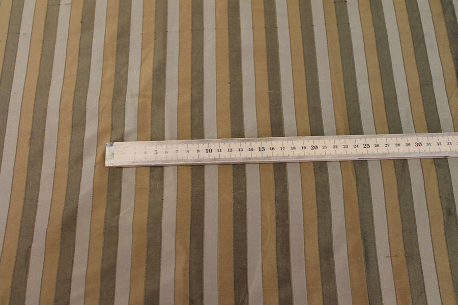 Wide Striped Silk Dupion - Khaki and Dark Brown fabric, image 3 of 7