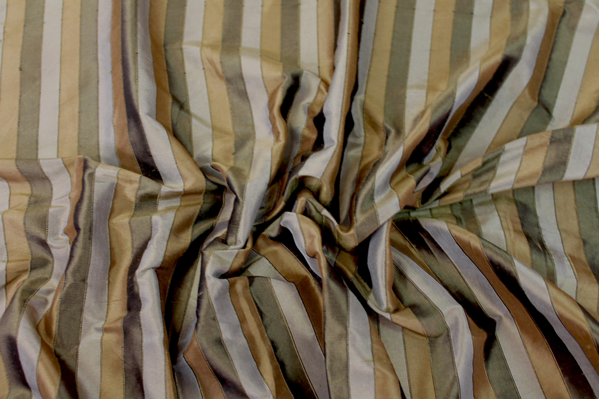 Wide Striped Silk Dupion - Khaki and Dark Brown fabric, image 4 of 7