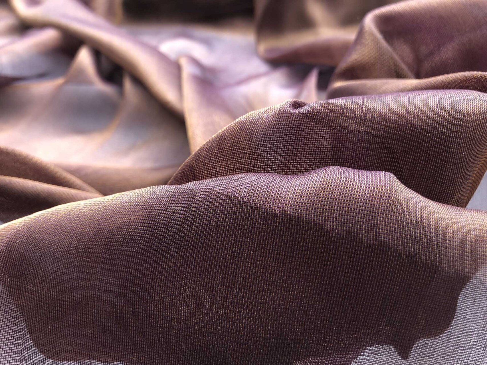 Silk Metallic Chiffon - Aubergine/Gold fabric, image 4 of 5