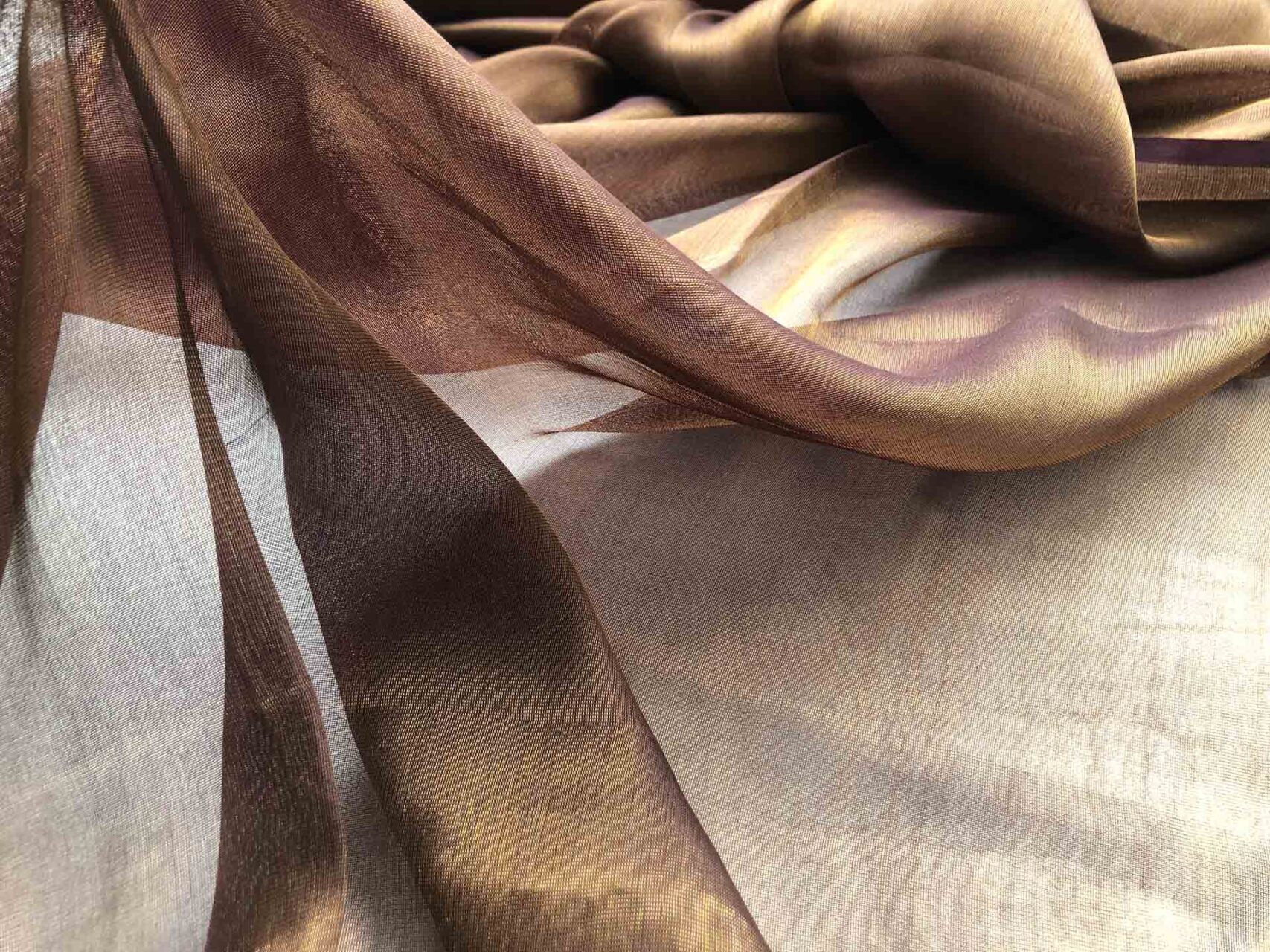 Silk Metallic Chiffon - Aubergine/Gold fabric, image 5 of 5