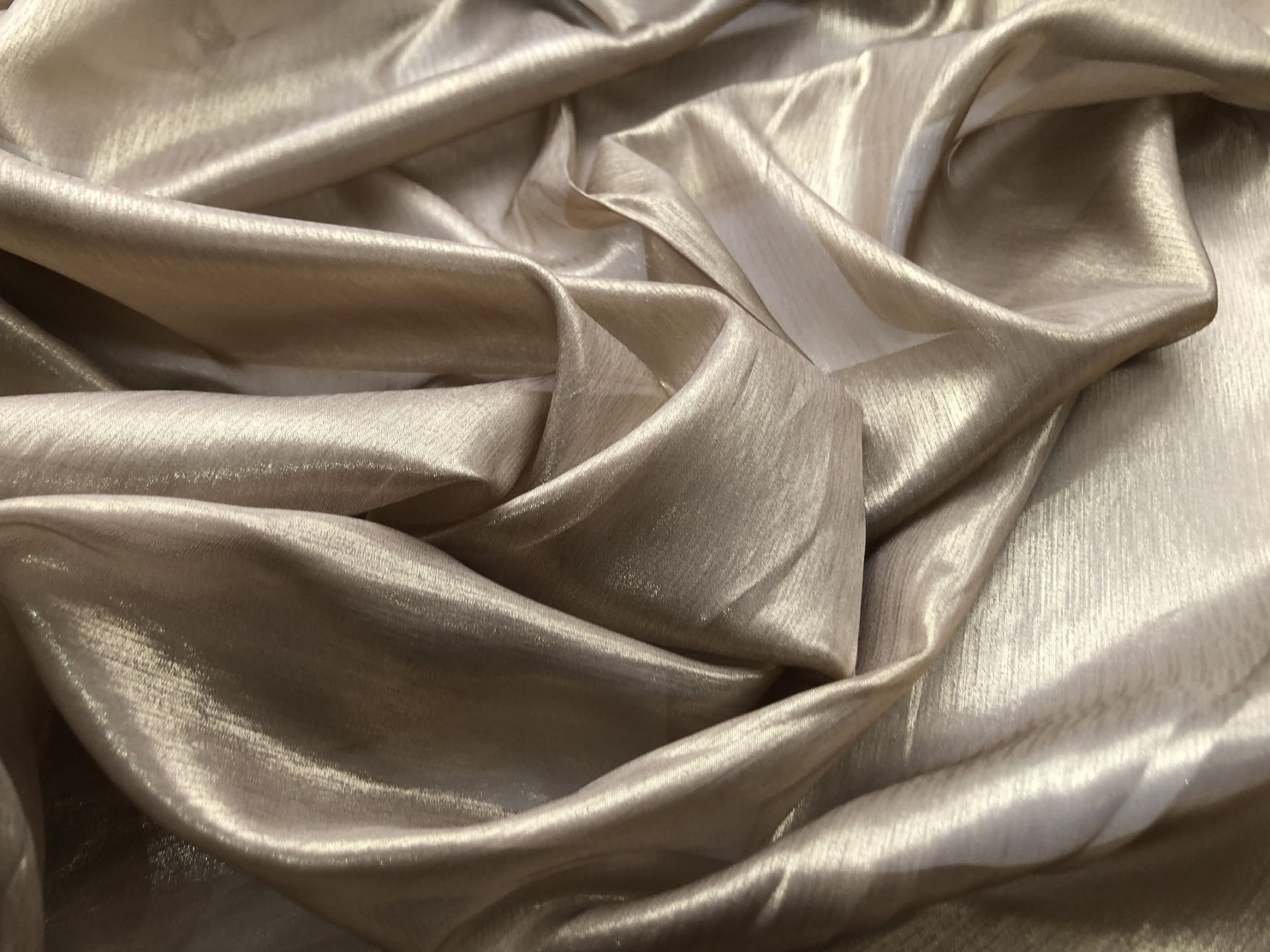 Gold Foiled Taupe Silk Chiffon fabric, image 4 of 5