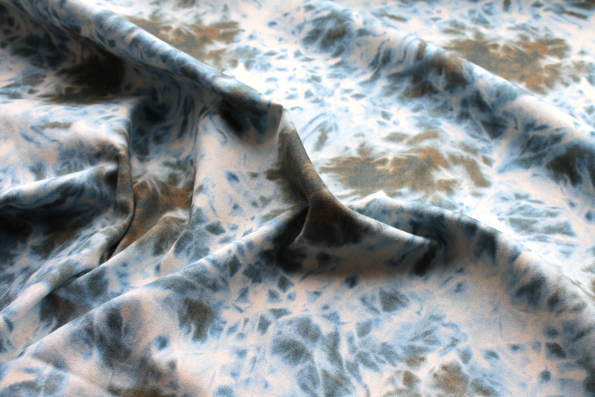 Italian Stretch Denim - Blue Tie-dye fabric, image 4 of 6