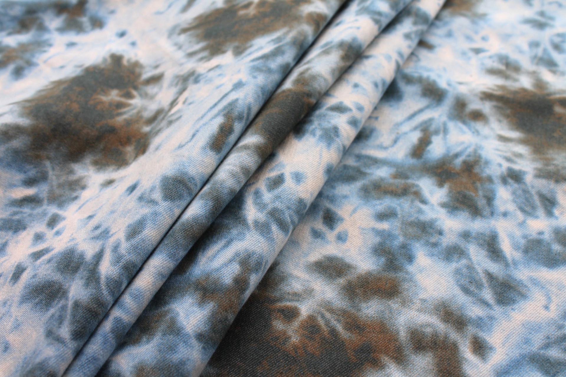Italian Stretch Denim - Blue Tie-dye fabric