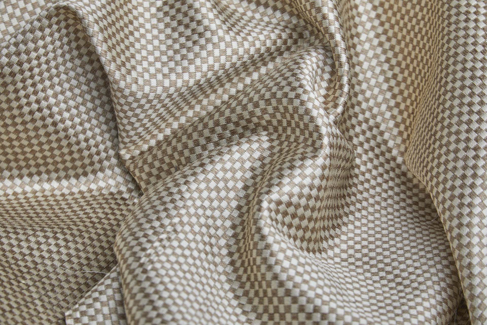 Ivory and Gold Small Check Brocade fabric, image 7 of 8
