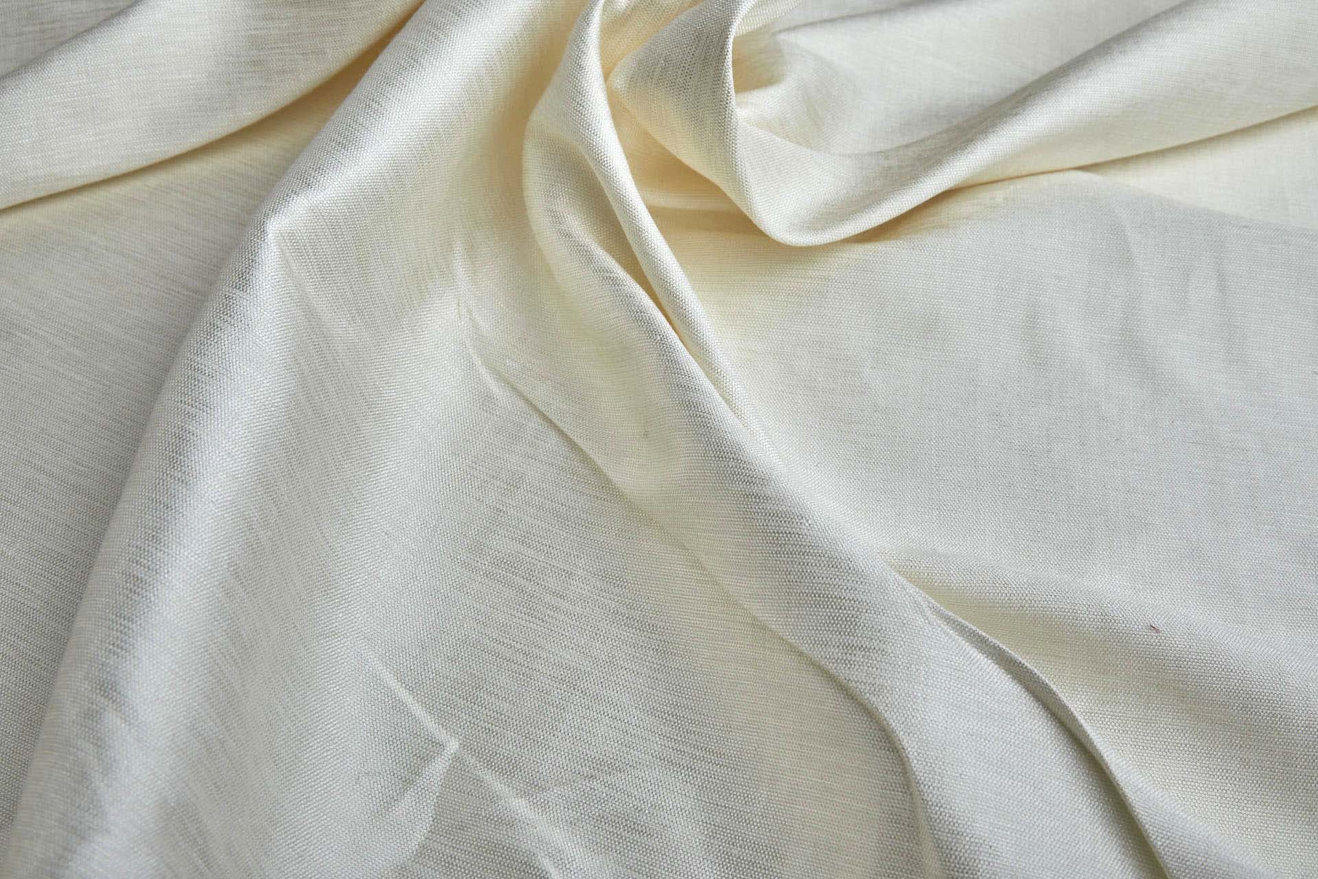 Ivory Textured Raw Silk Viscose Tassar fabric, image 4 of 6