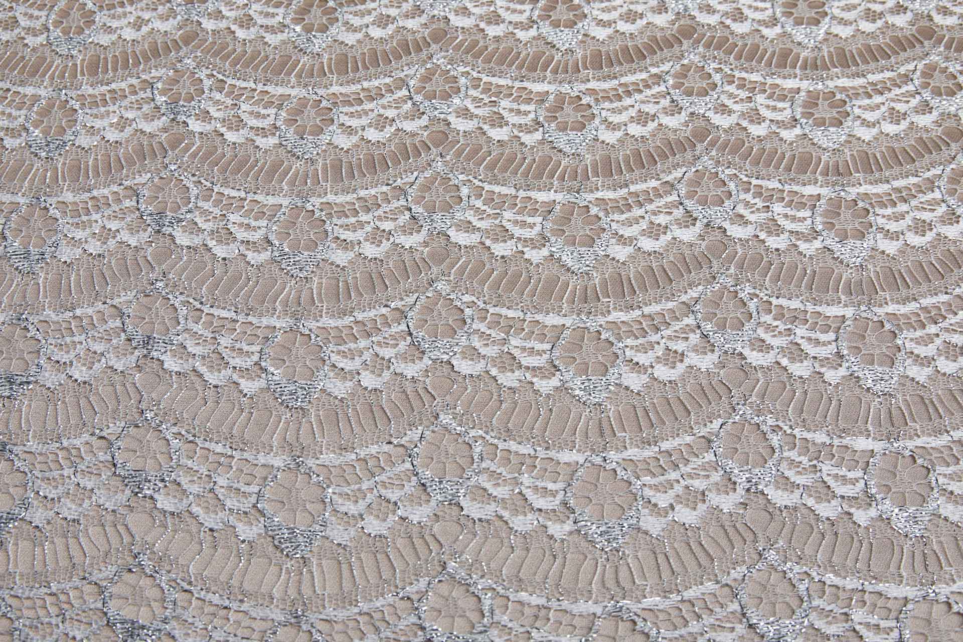 Leavers Lace - Ivory/Silver fabric, image 2 of 9