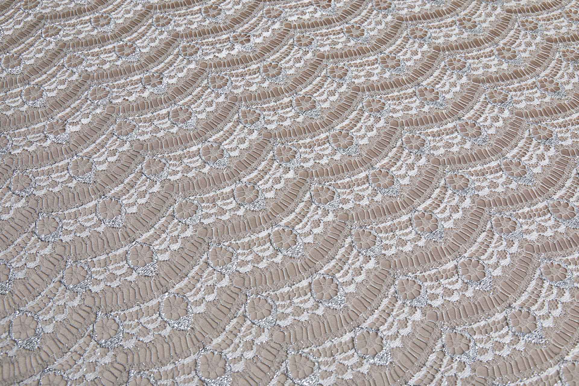 Leavers Lace - Ivory/Silver fabric, image 5 of 9