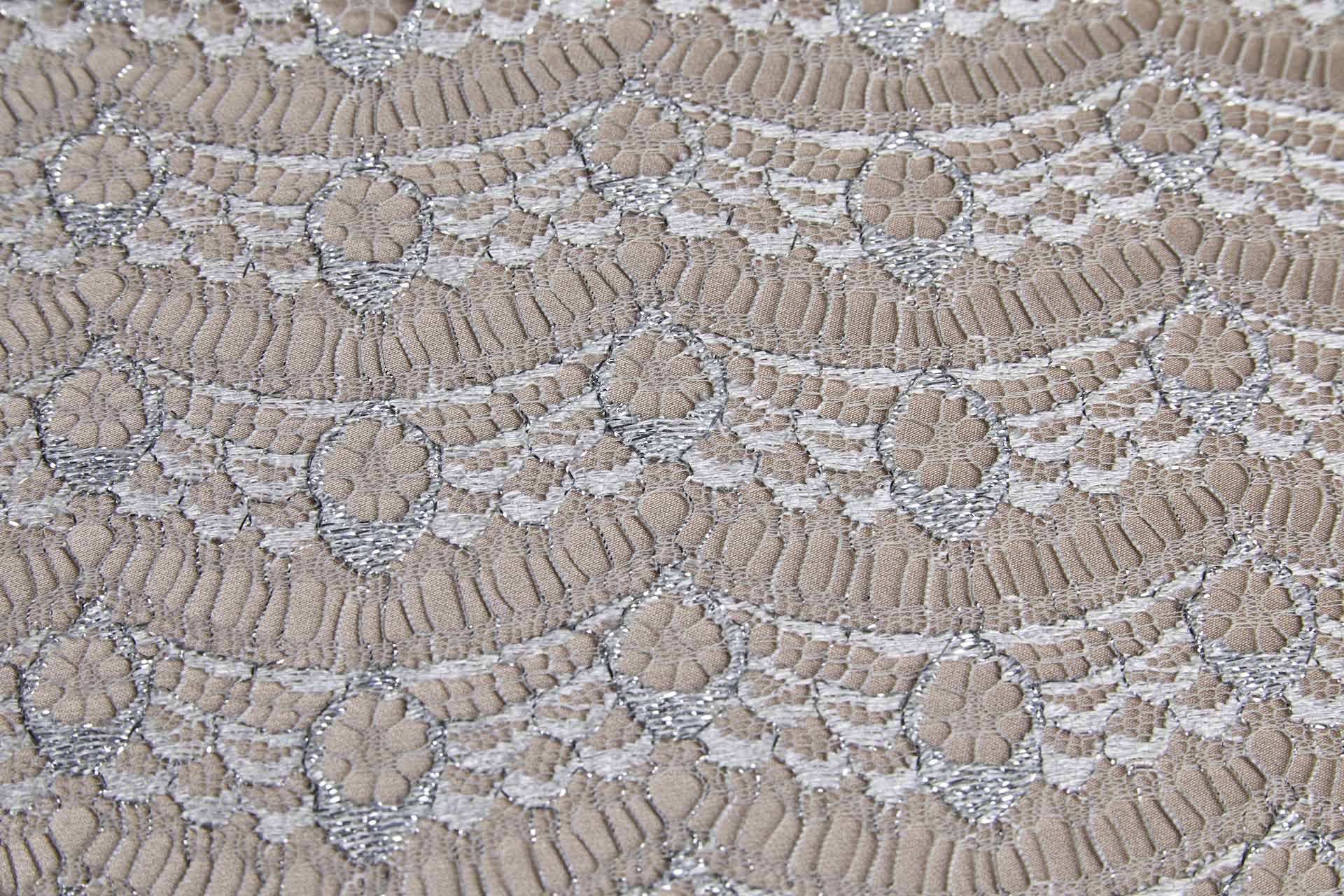 Leavers Lace - Ivory/Silver fabric, image 6 of 9