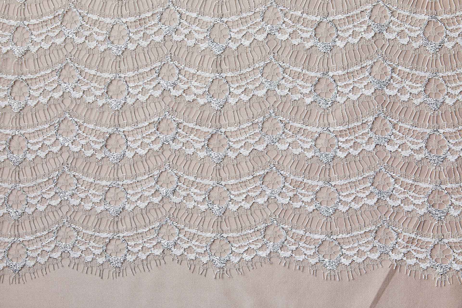 Leavers Lace - Ivory/Silver fabric, image 8 of 9