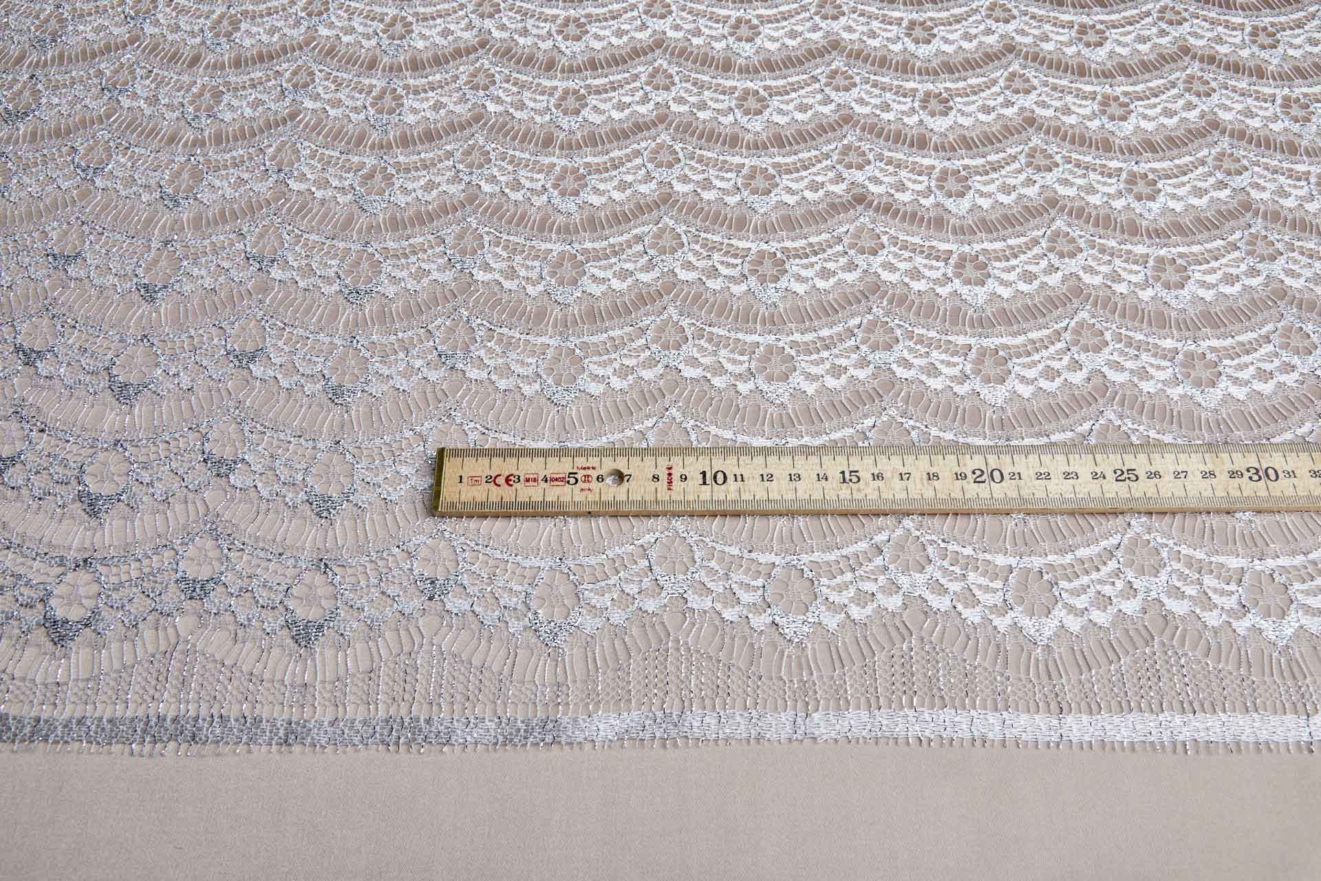 Leavers Lace - White/Silver fabric, image 2 of 10