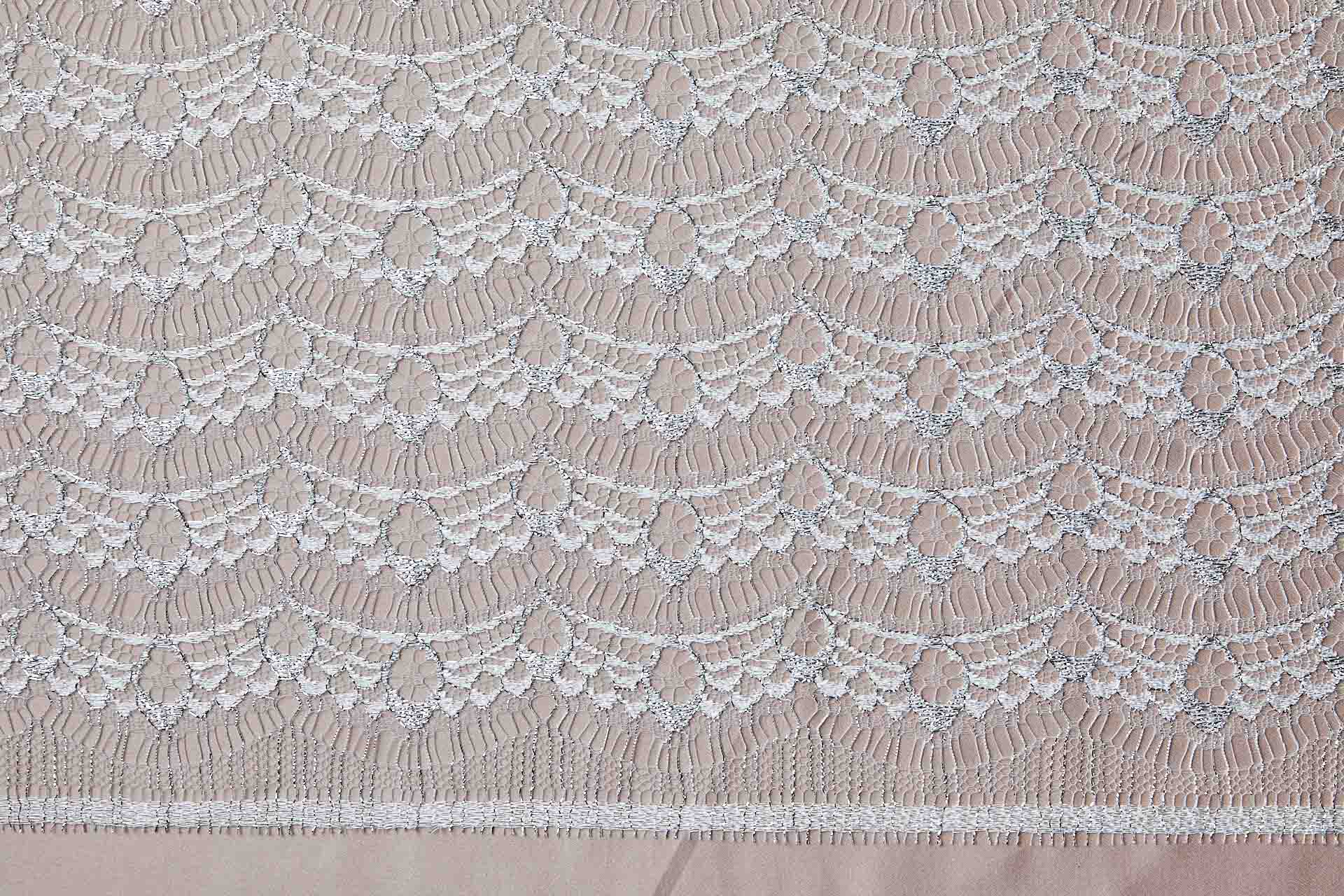 Leavers Lace - White/Silver fabric, image 9 of 10