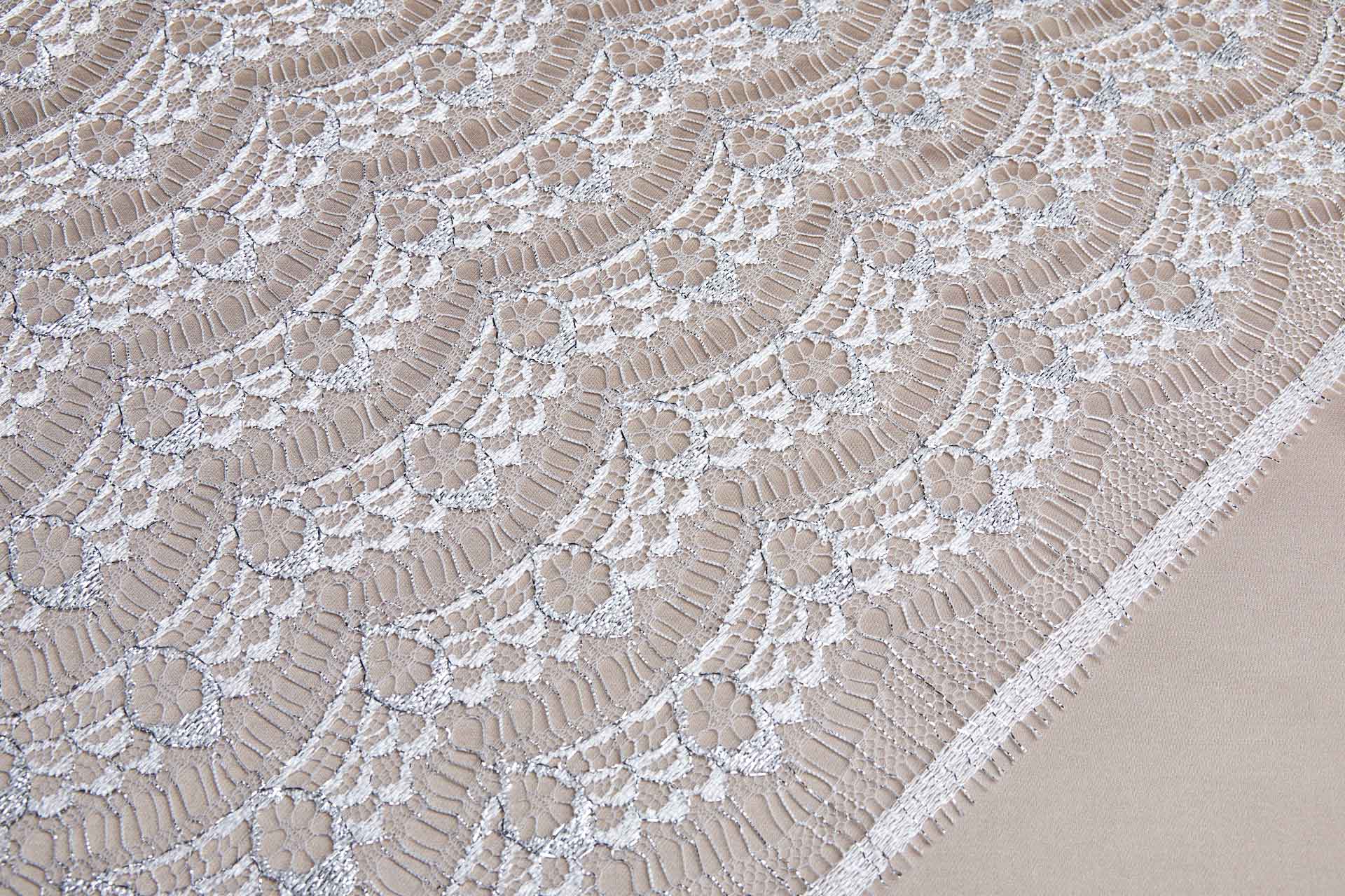 Leavers Lace - White/Silver fabric, image 5 of 10