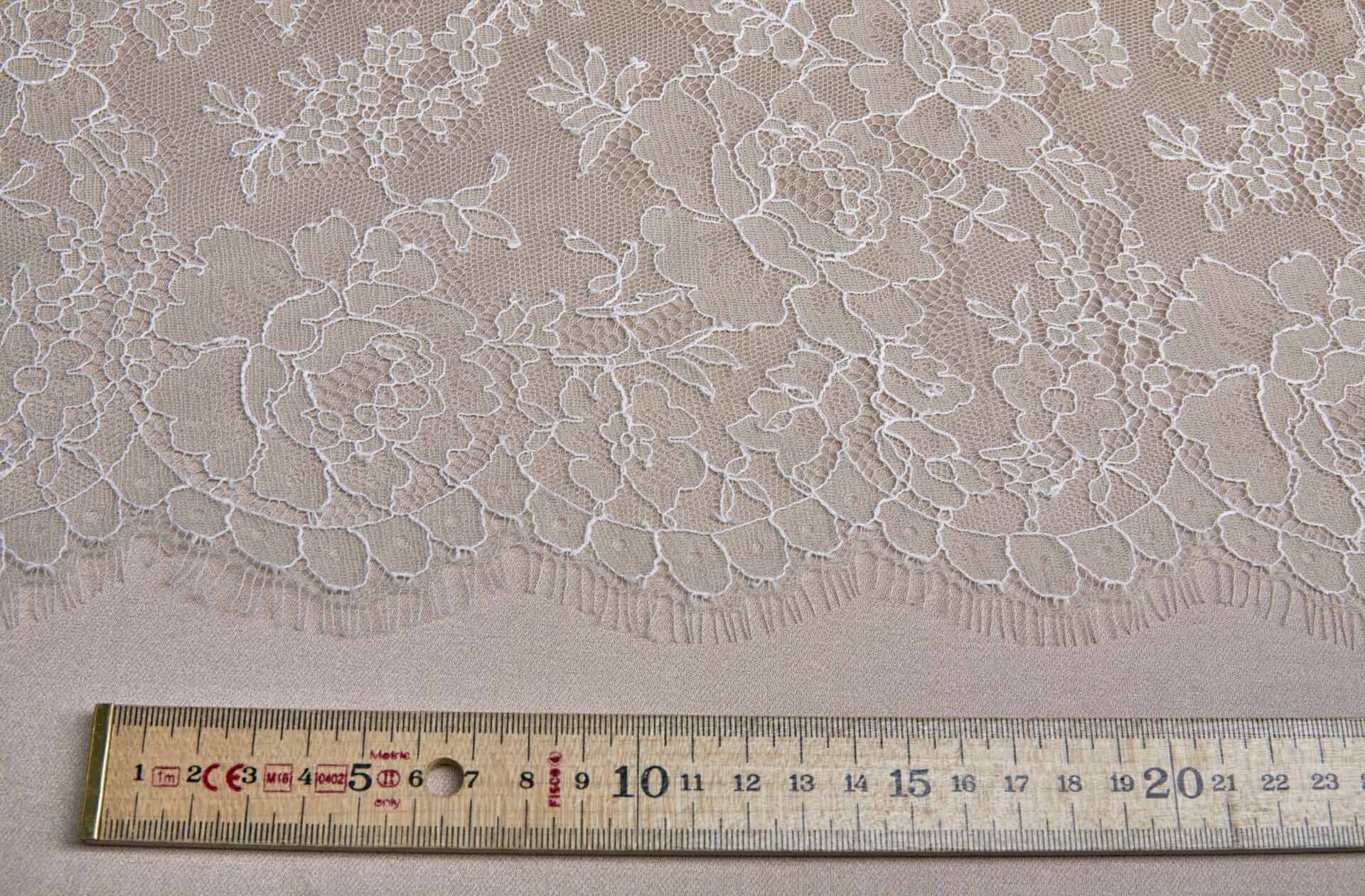 Chantilly Lace - Cream Double Scallop fabric, image 2 of 9