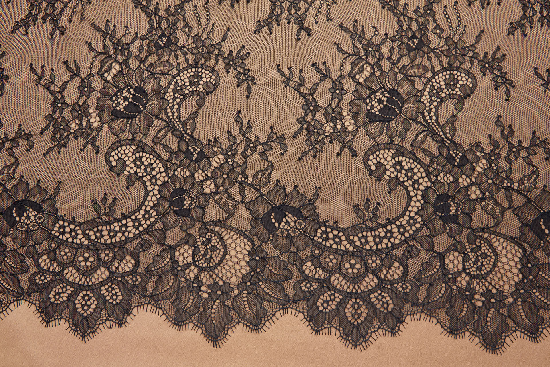 Chantilly Lace - Black Double Scallop fabric, image 3 of 8