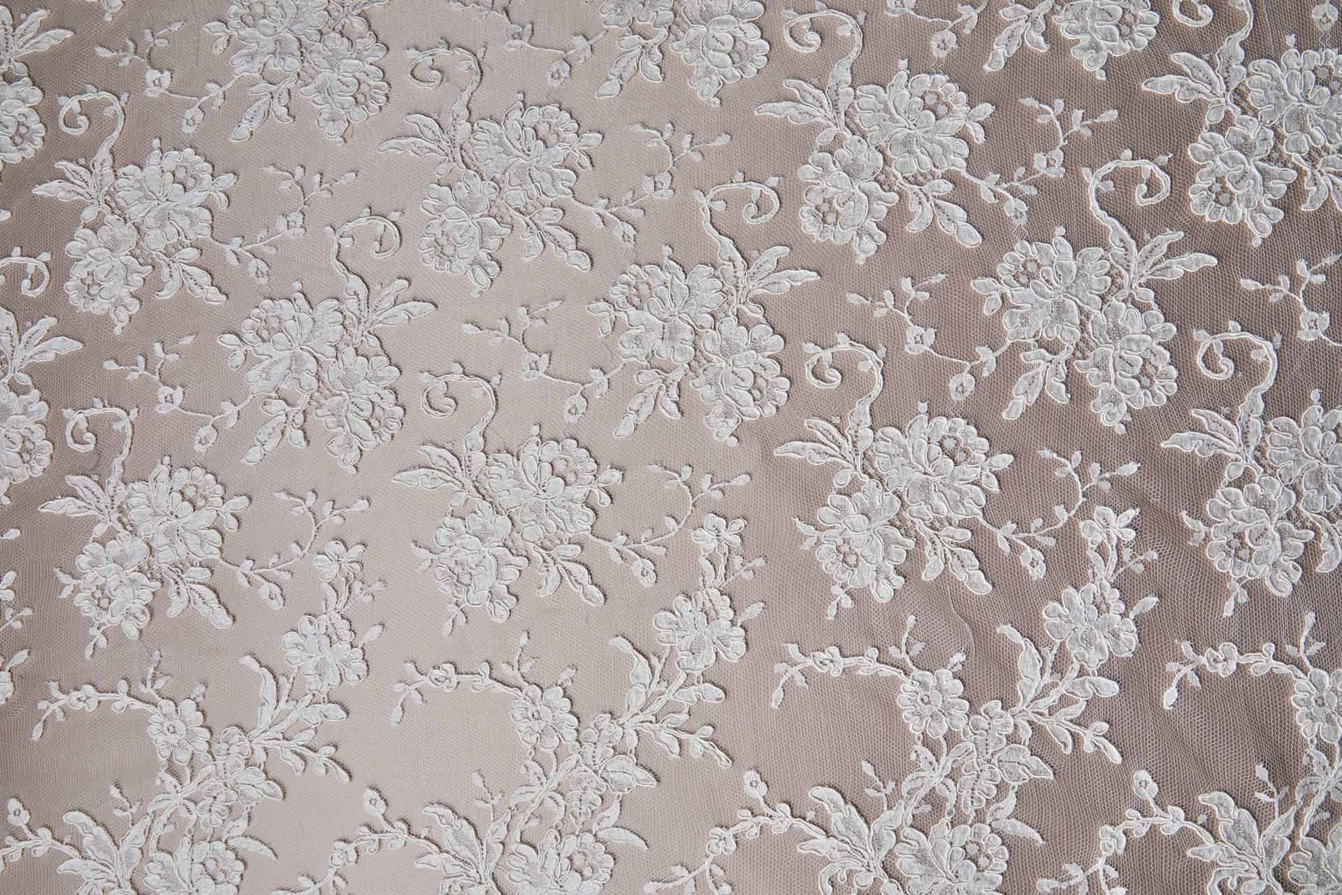 Corded Leavers Lace - Scroll Border - Ivory Double Scallop fabric, image 16 of 16