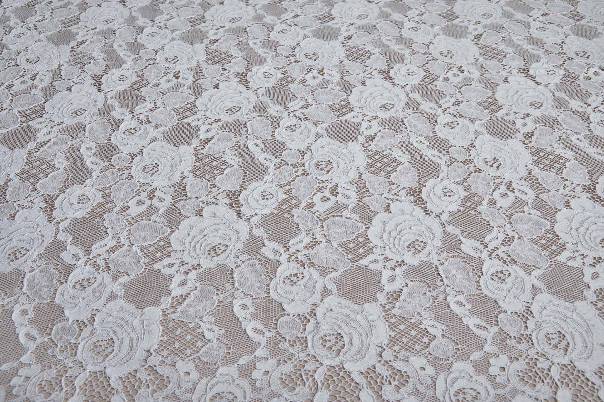 French Corded Leavers Lace with Roses - Ivory fabric, image 5 of 9
