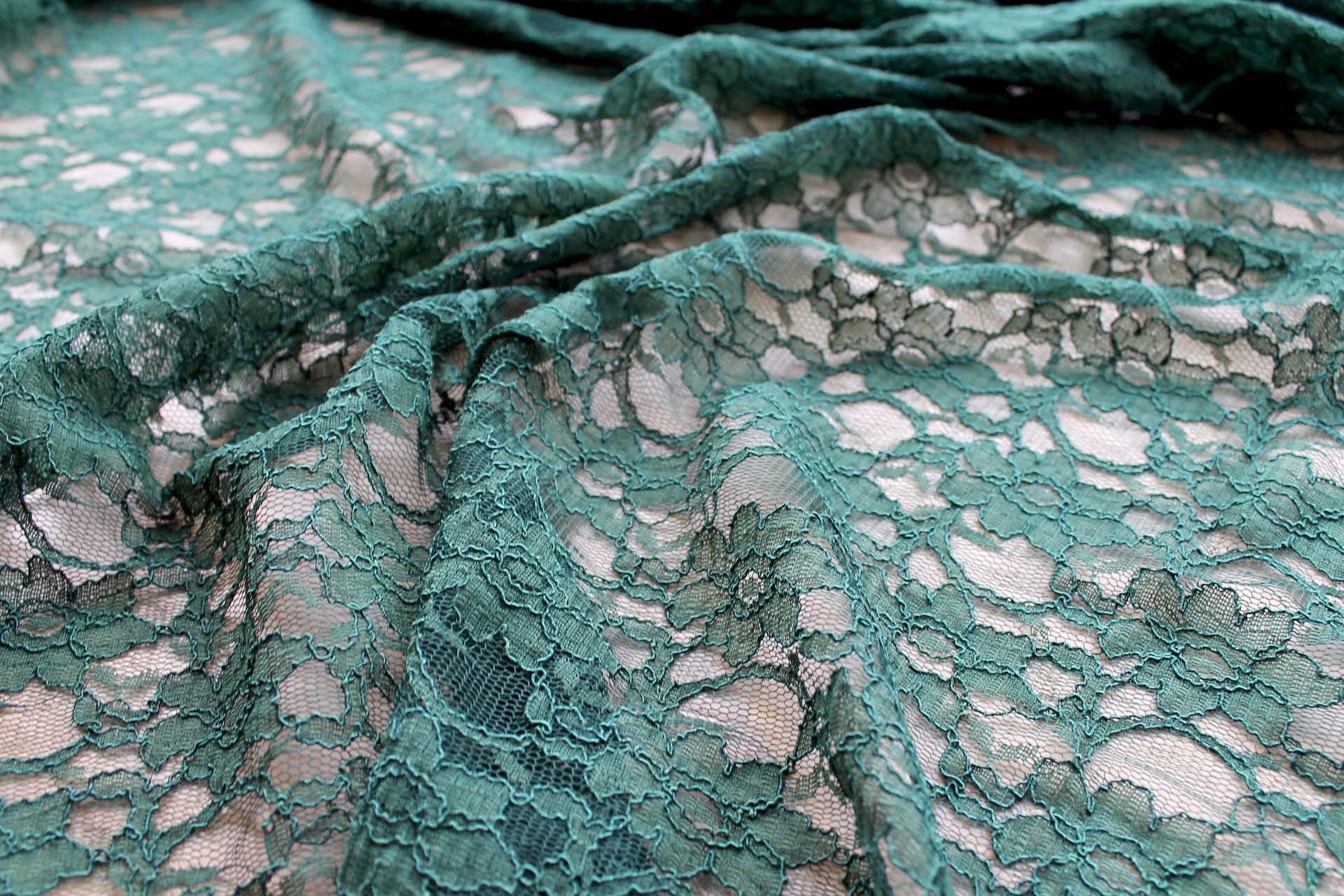 Corded Lace - Forest Green - 0.4m Piece fabric, image 4 of 5