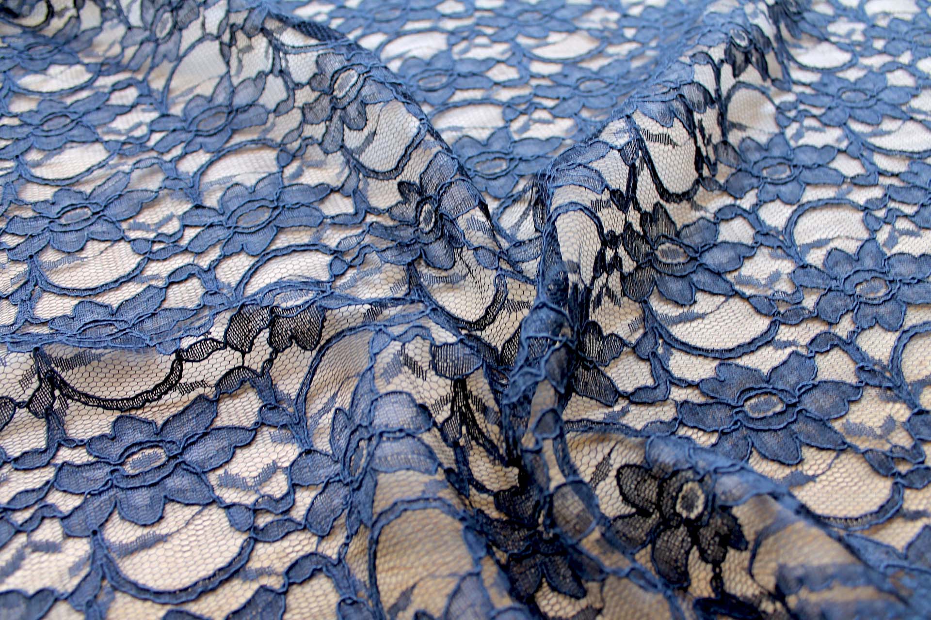 Corded Lace - Navy - 0.4m Piece fabric, image 2 of 5