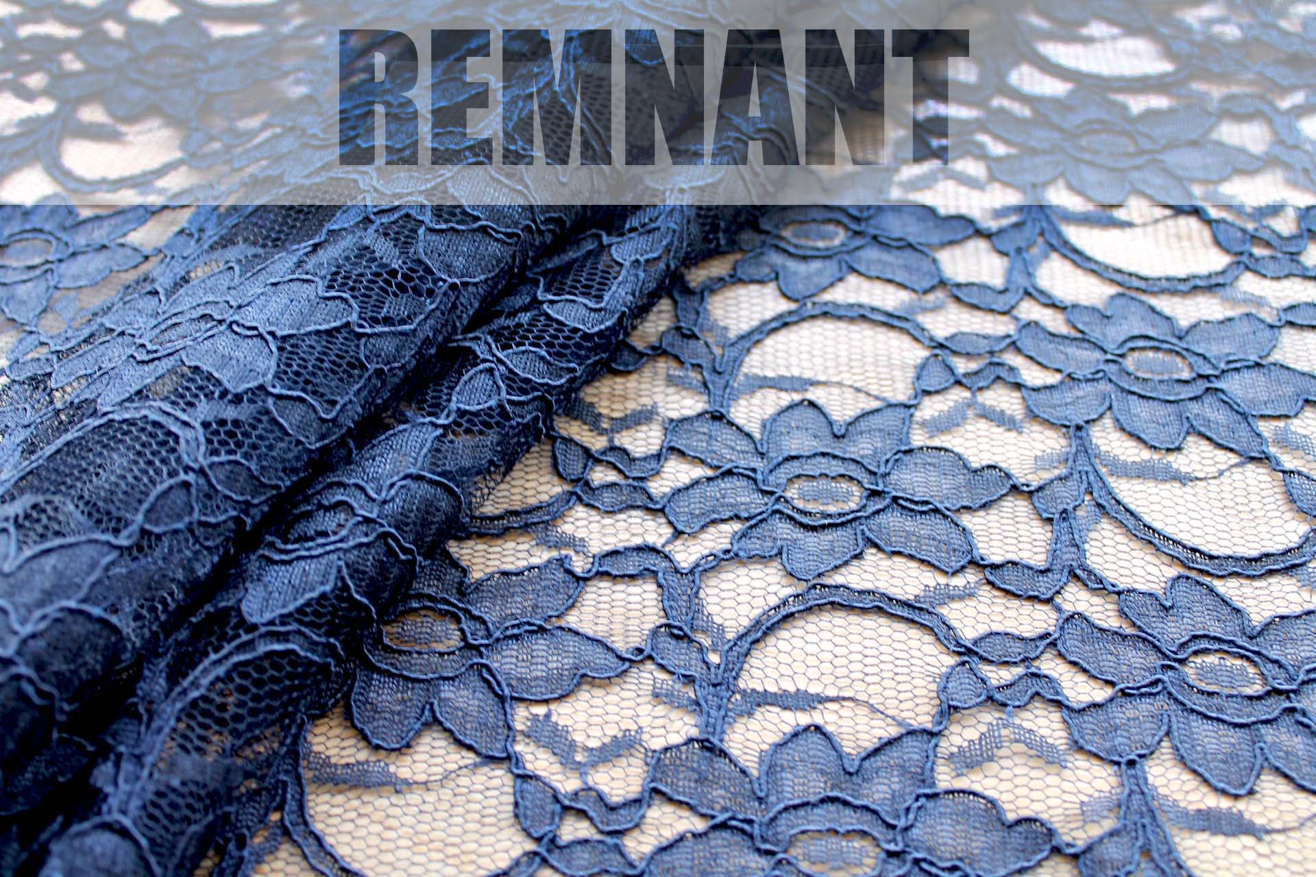 Corded Lace - Navy - 0.4m Piece fabric