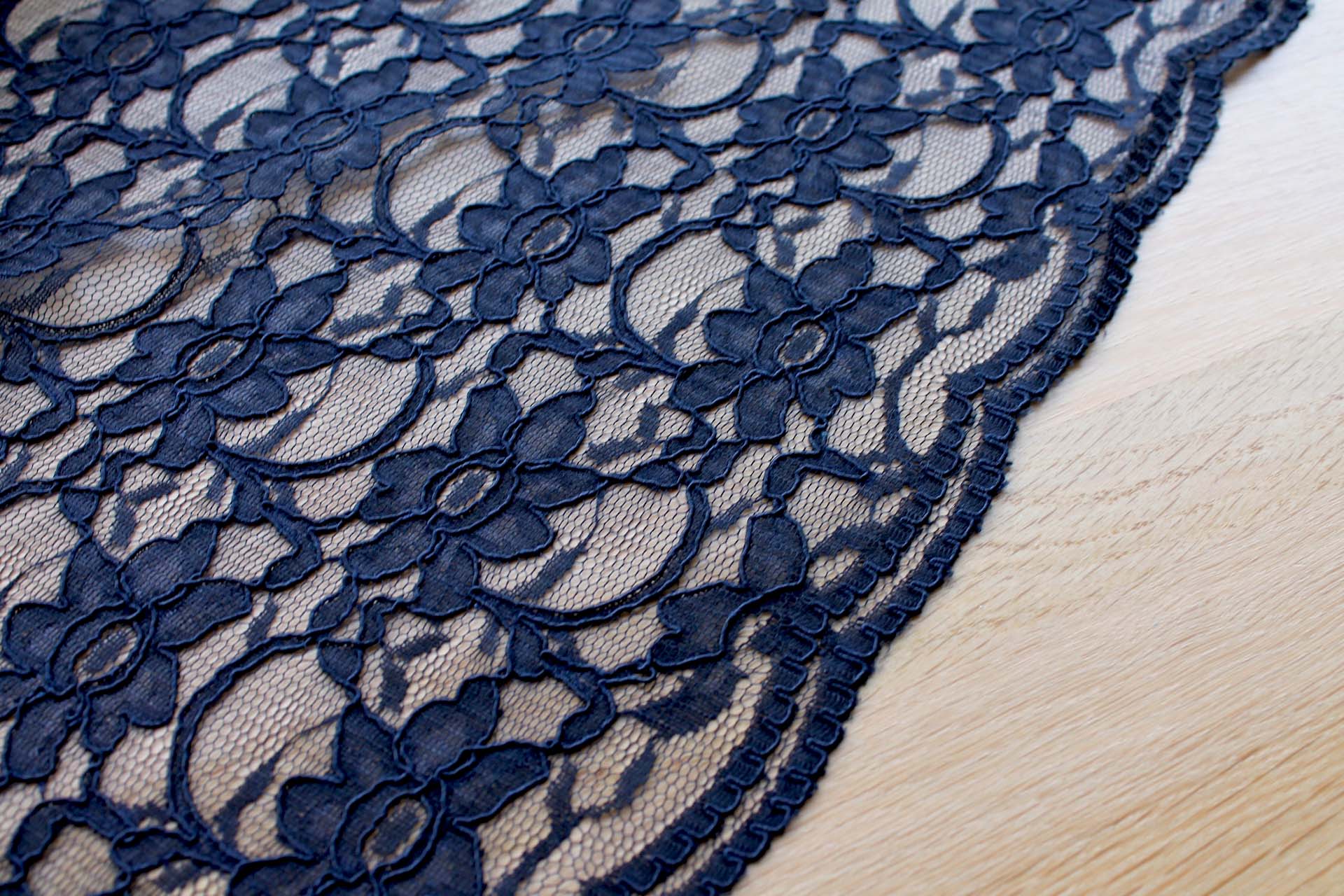 Corded Lace - Navy - 0.4m Piece fabric, image 4 of 5