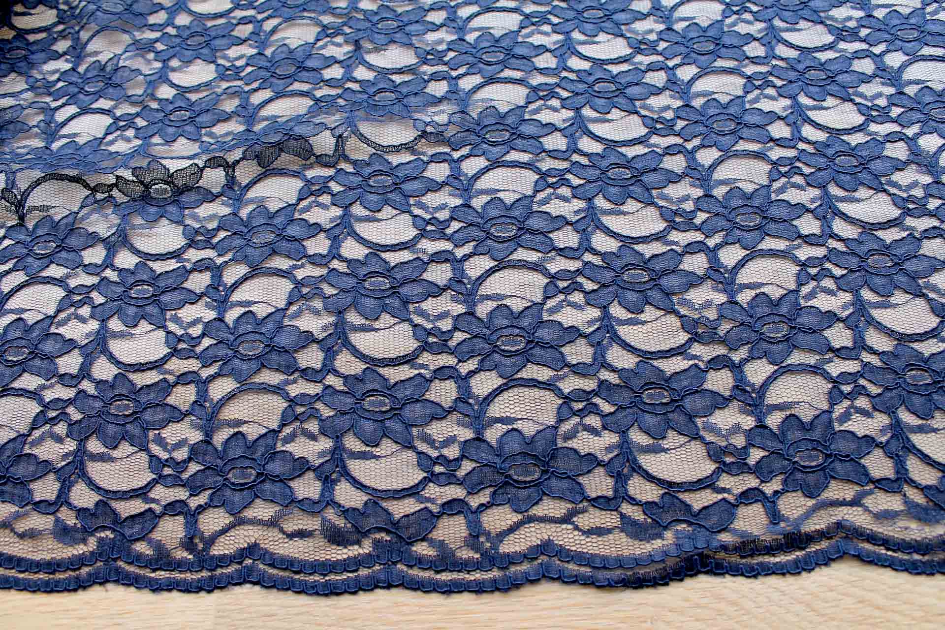 Corded Lace - Navy - 0.4m Piece fabric, image 5 of 5