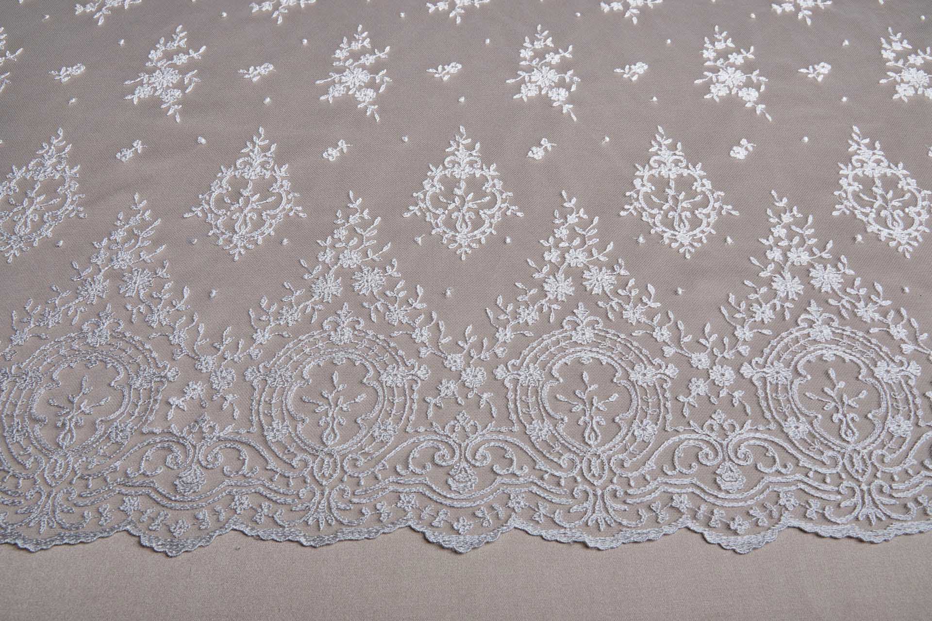Embroidered Tulle - Ivory - Single Scallop fabric, image 15 of 18