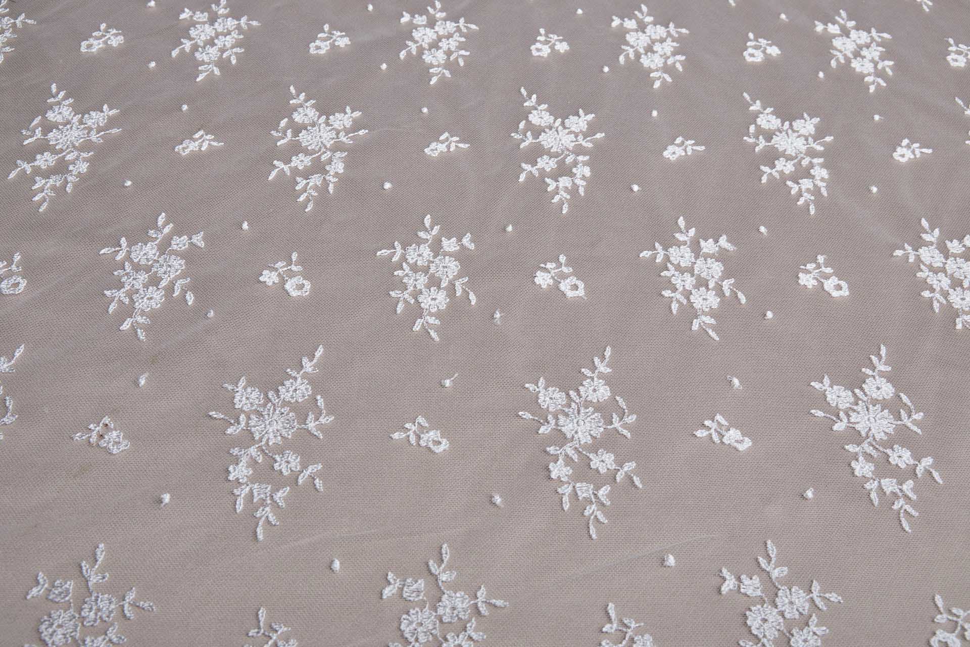 Embroidered Tulle - Ivory - Single Scallop fabric, image 12 of 18