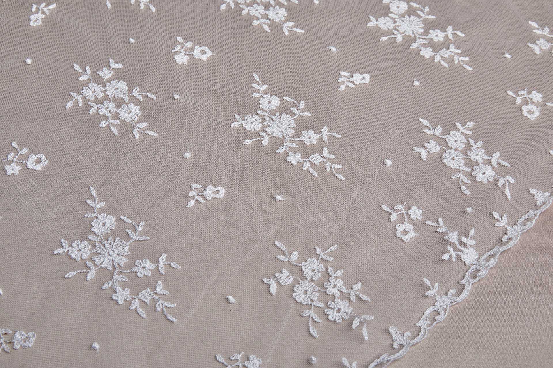 Embroidered Tulle - Ivory - Single Scallop fabric, image 14 of 18