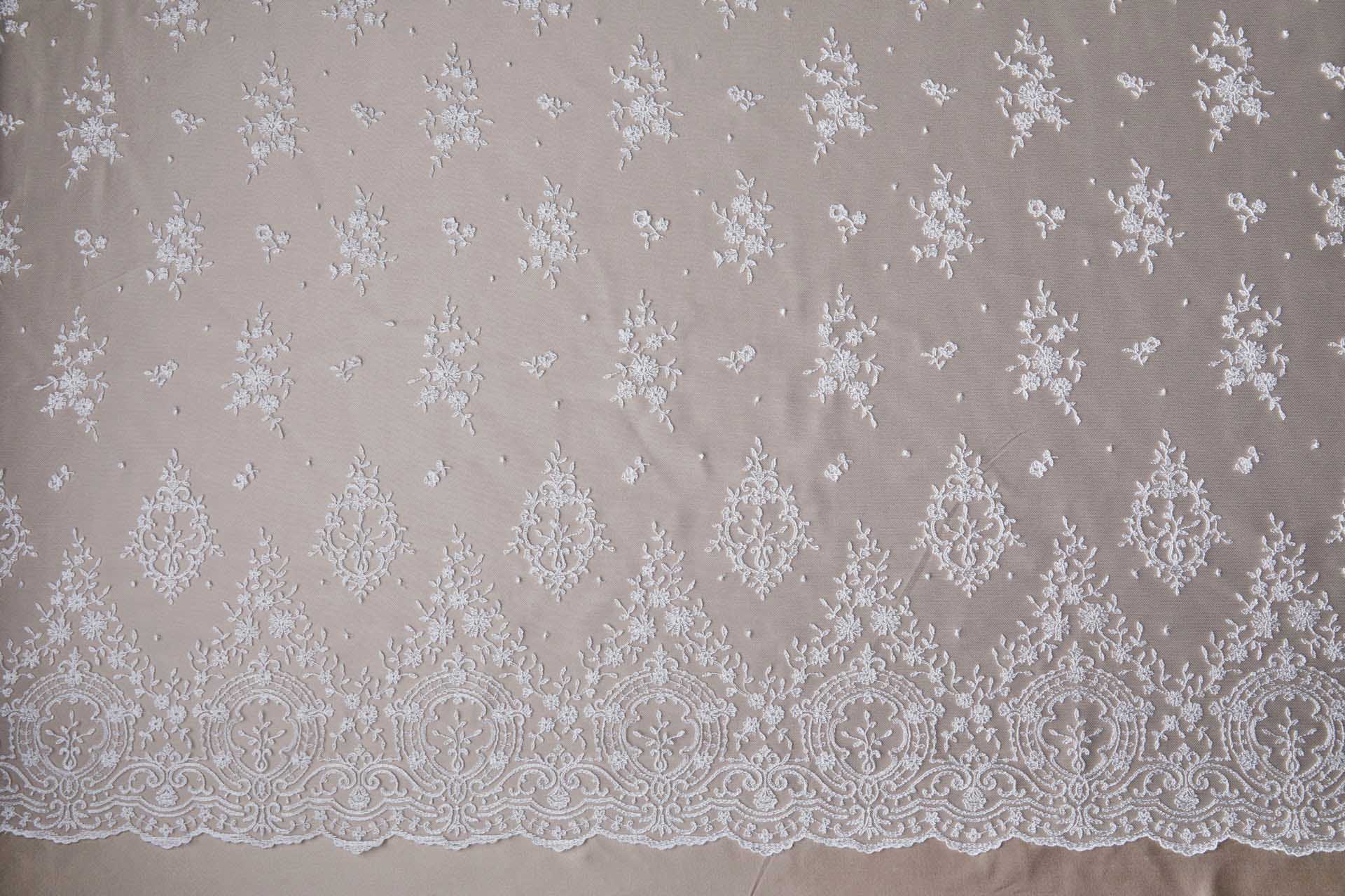 Embroidered Tulle - Ivory - Single Scallop fabric, image 16 of 18