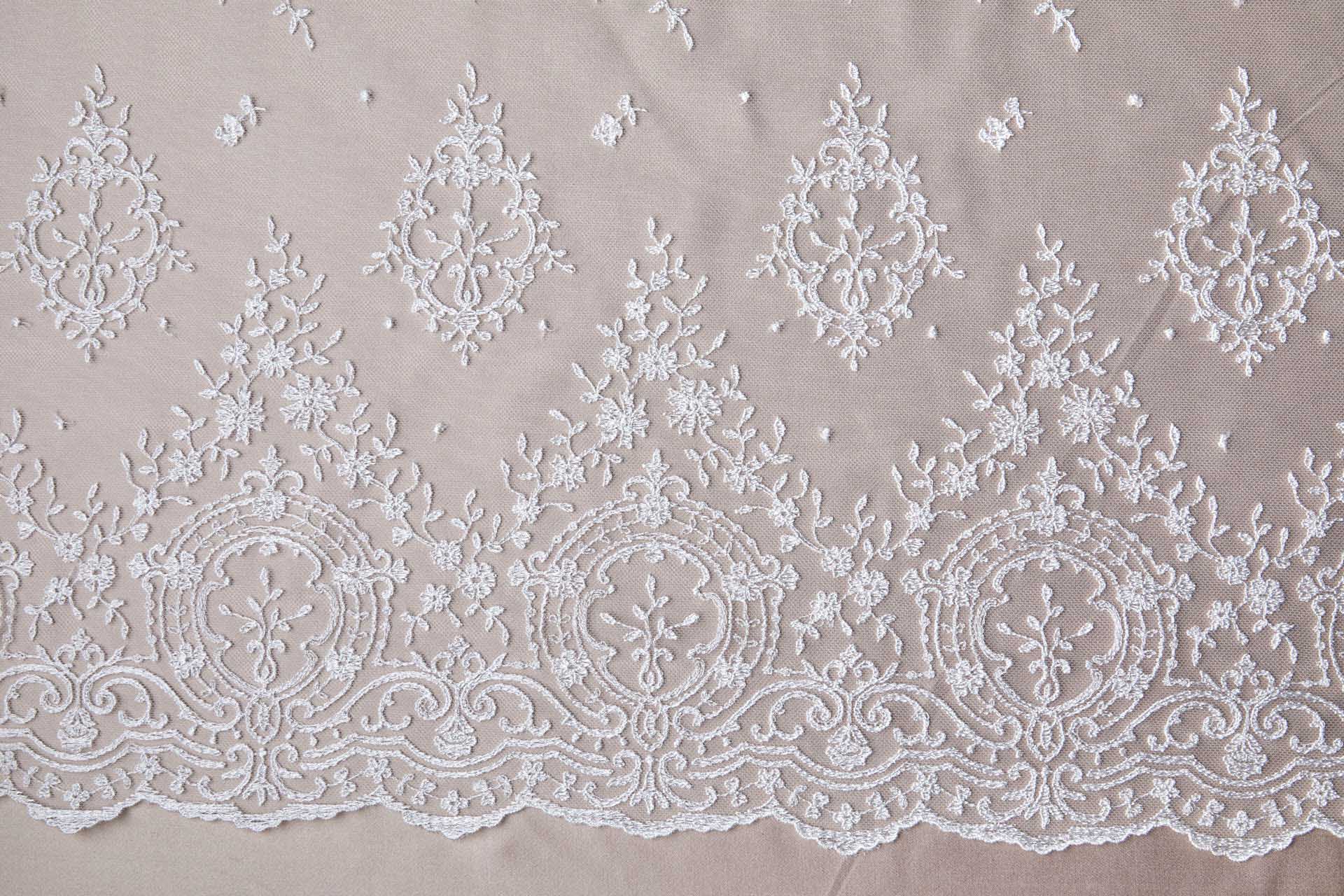 Embroidered Tulle - Ivory - Single Scallop fabric, image 17 of 18