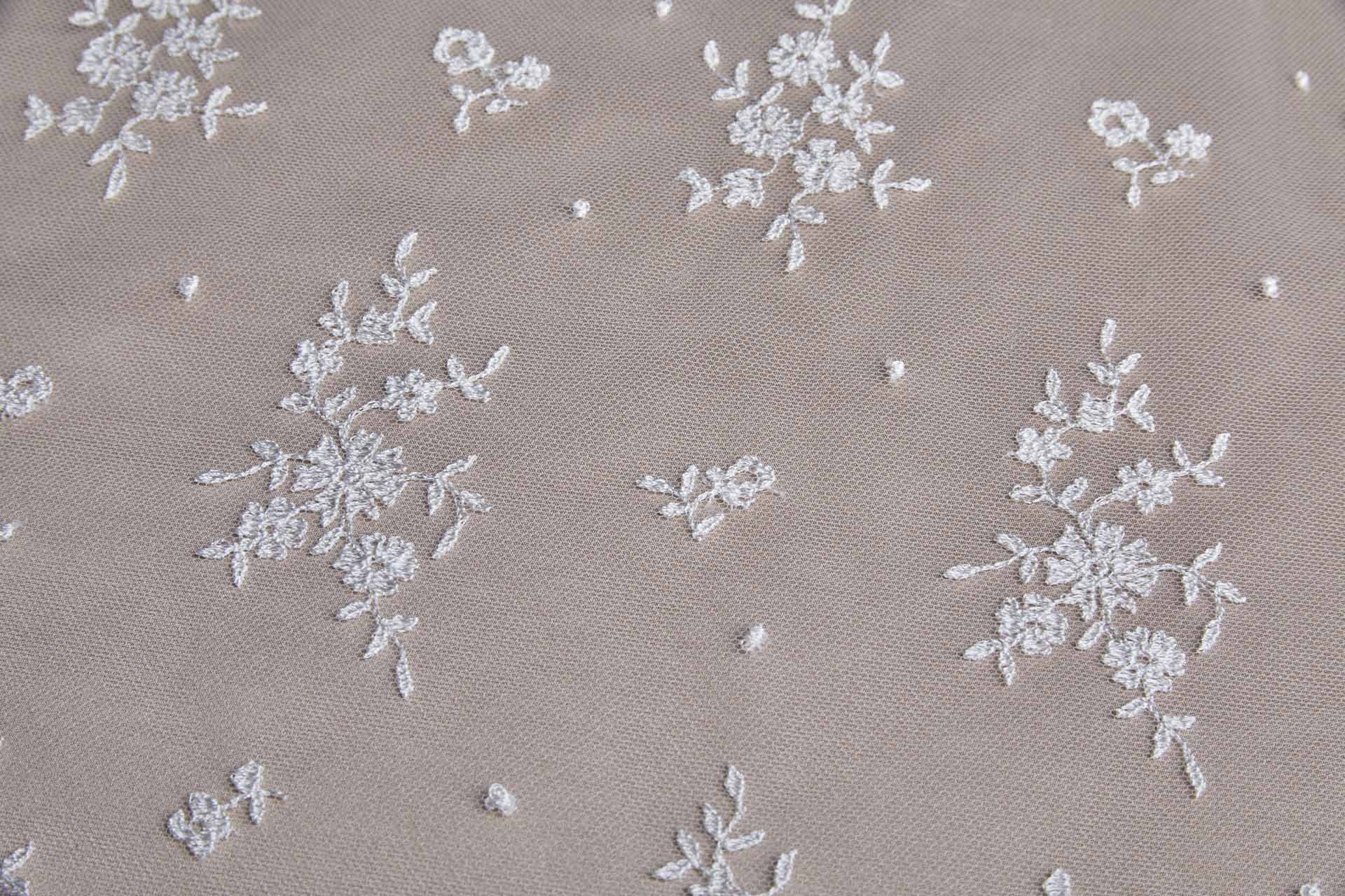 Embroidered Tulle - Ivory - Single Scallop fabric, image 6 of 18