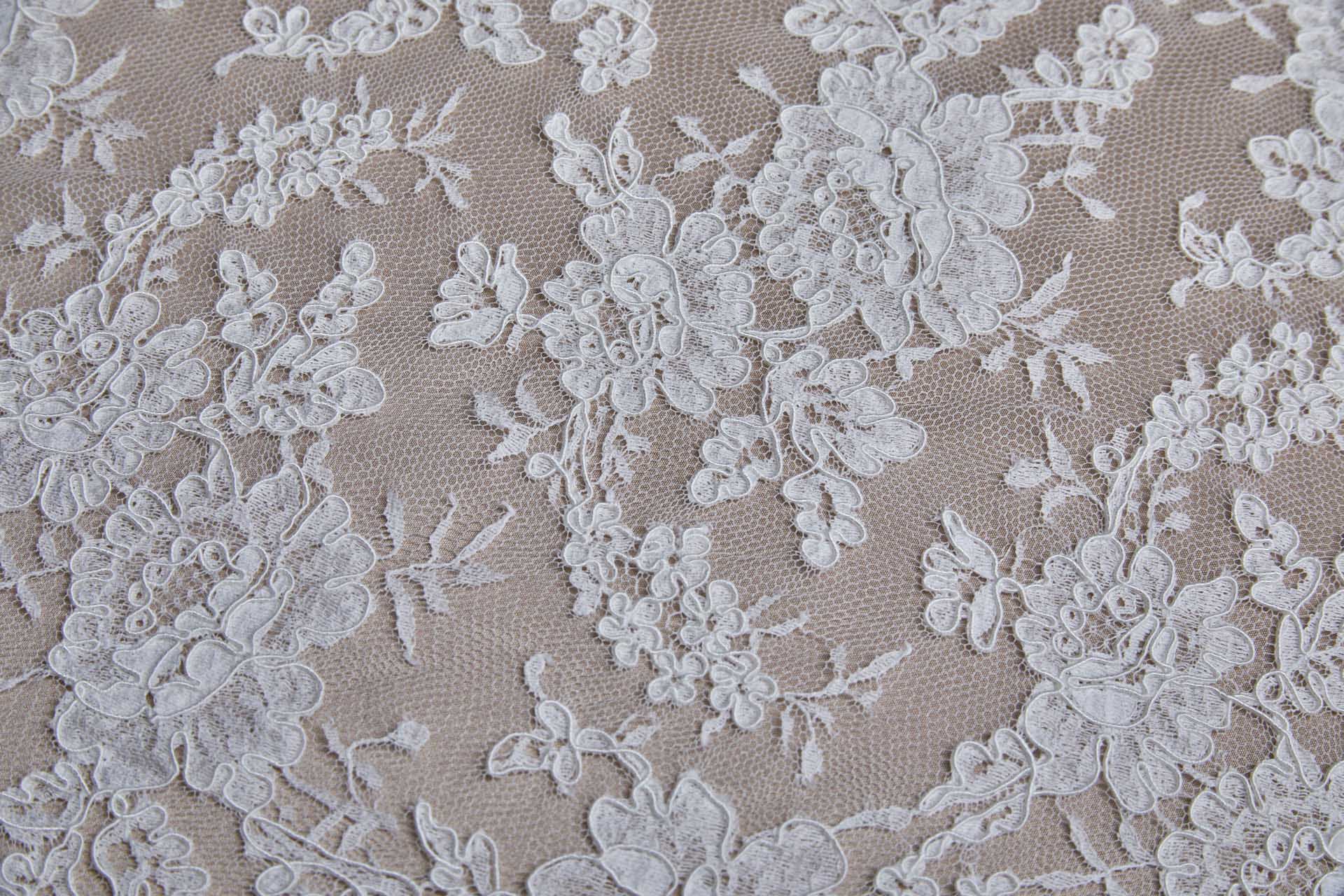Corded Rose Design Lace - Ivory fabric, image 6 of 14