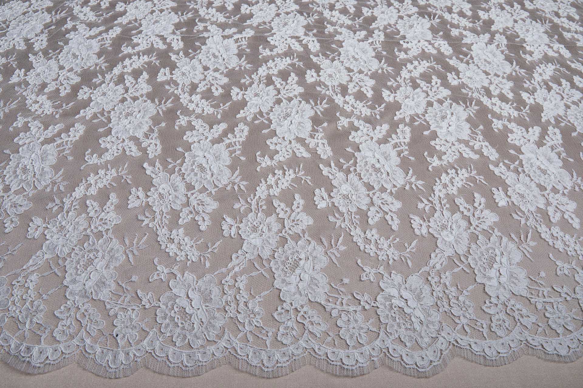 Corded Rose Design Lace - Ivory fabric, image 7 of 14