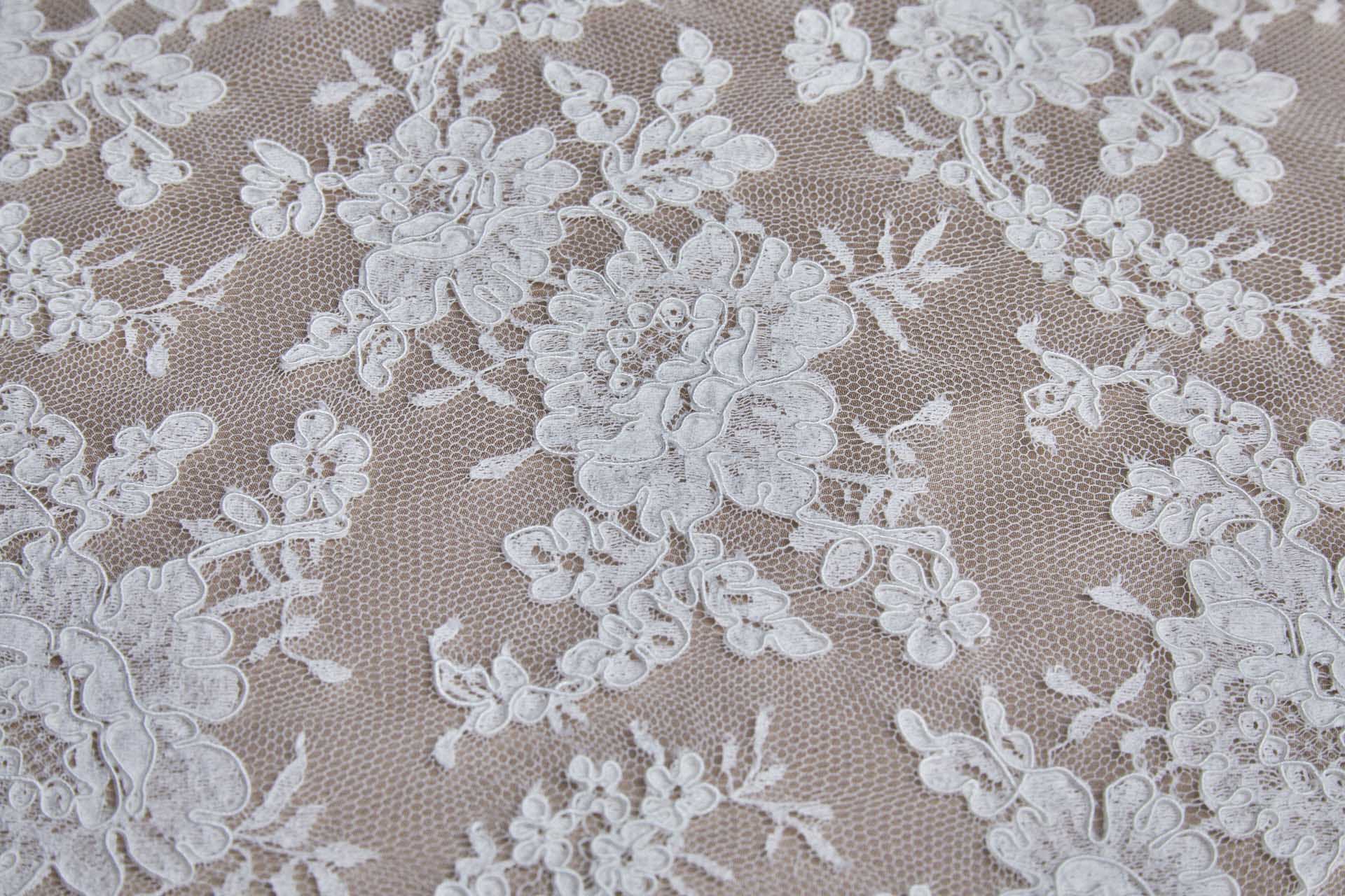 Corded Rose Design Lace - Ivory fabric, image 8 of 14