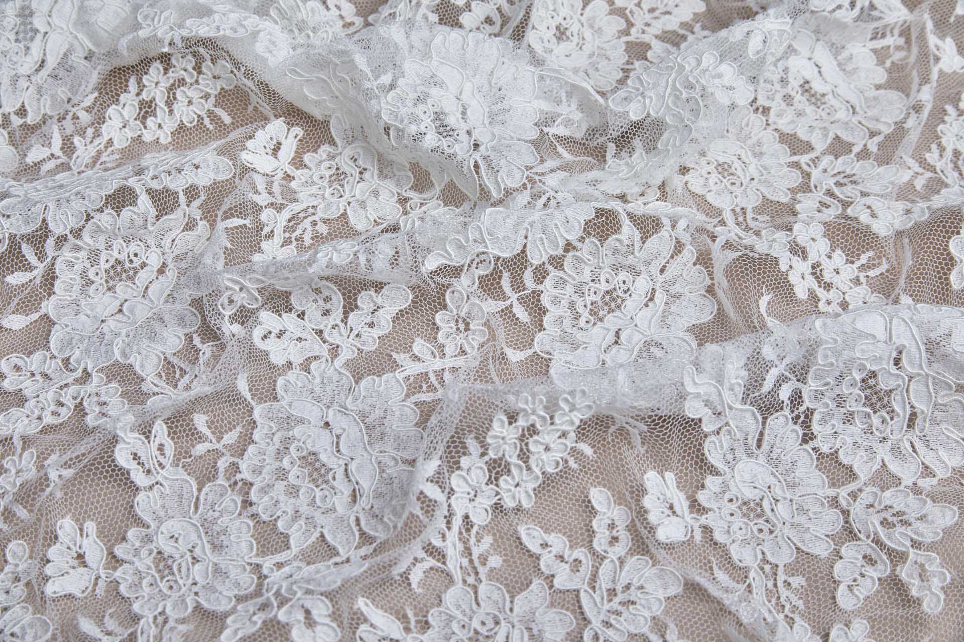 Corded Rose Design Lace - Ivory fabric, image 9 of 14