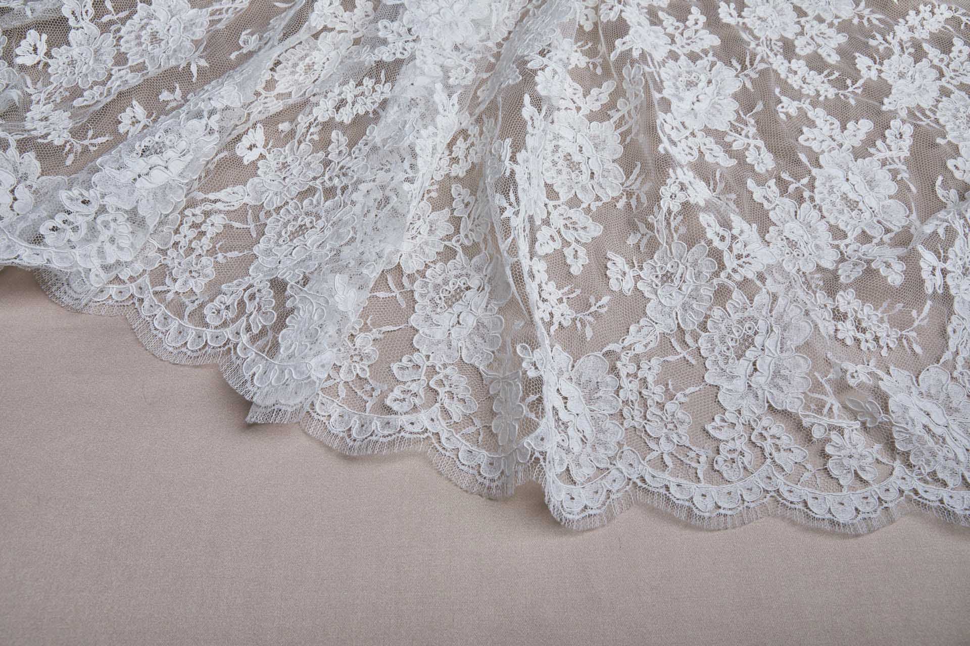 Corded Rose Design Lace - Ivory fabric, image 10 of 14