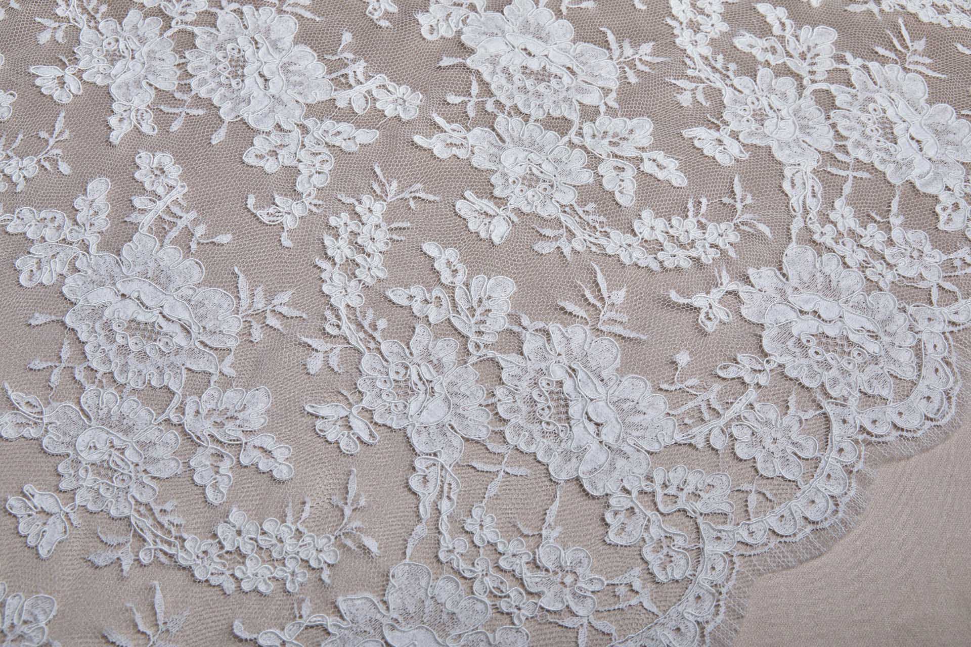 Corded Rose Design Lace - Ivory fabric, image 11 of 14