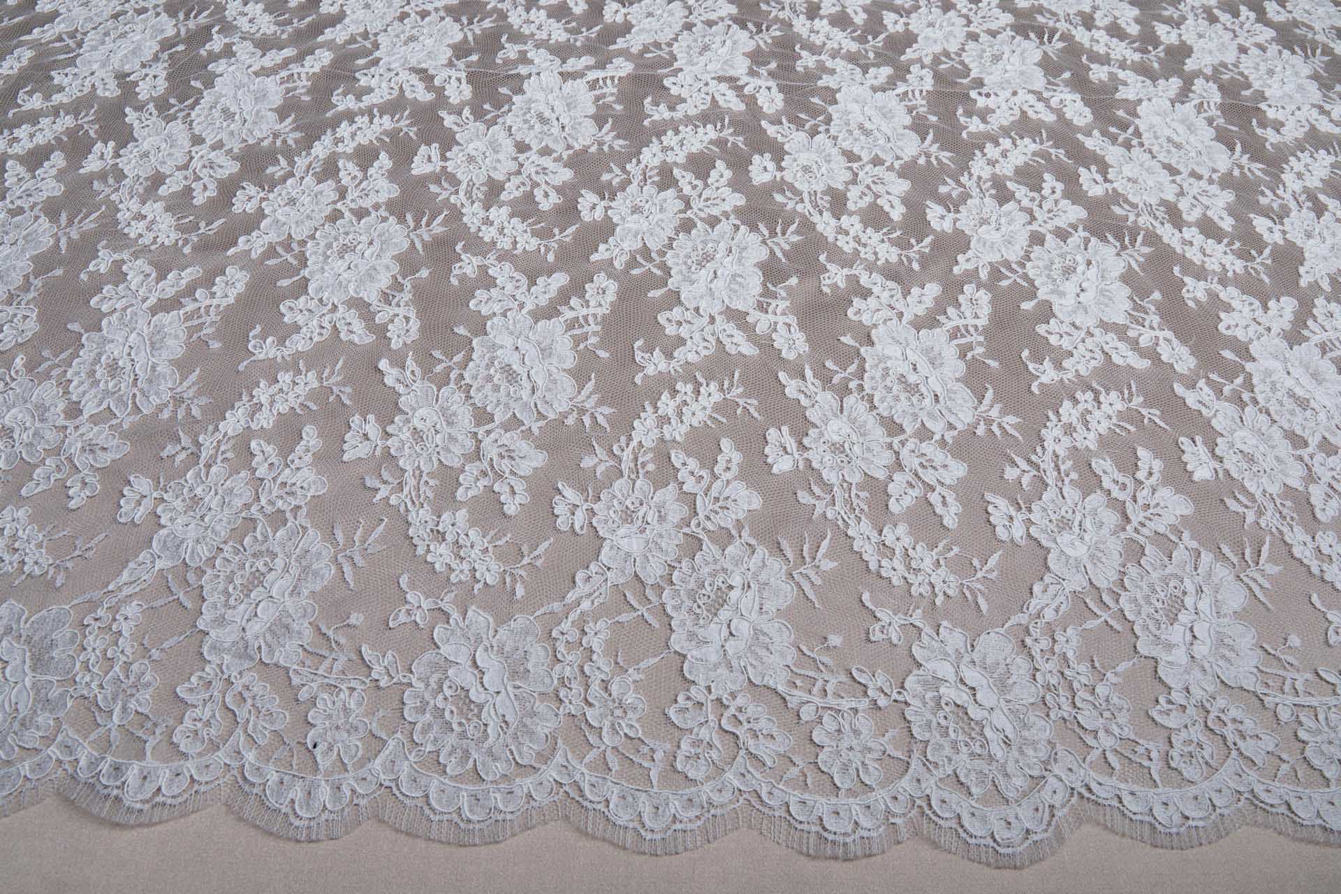 Corded Rose Design Lace - Ivory fabric, image 2 of 14