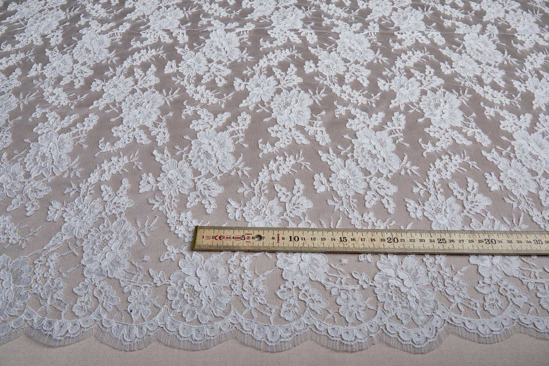 Corded Rose Design Lace - Ivory fabric, image 3 of 14