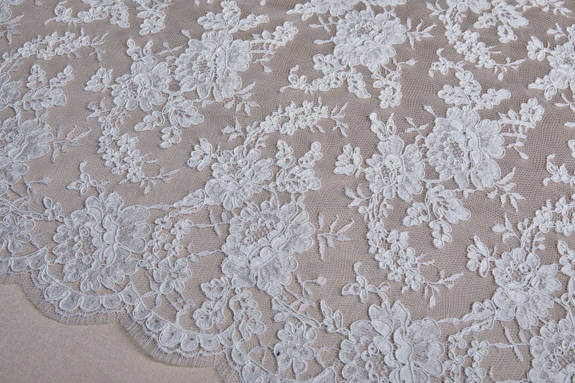 Corded Rose Design Lace - Ivory fabric, image 5 of 14