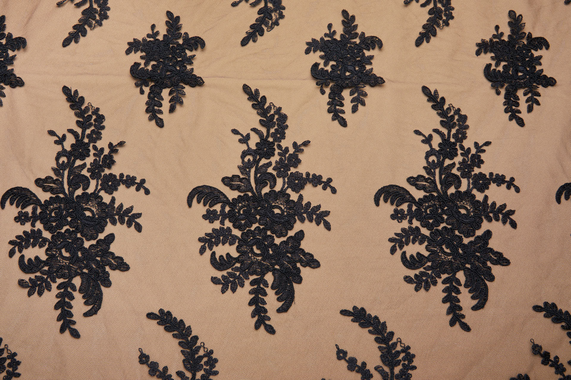 Corded Embroidered Tulle - Black - Double Scallop fabric, image 10 of 10