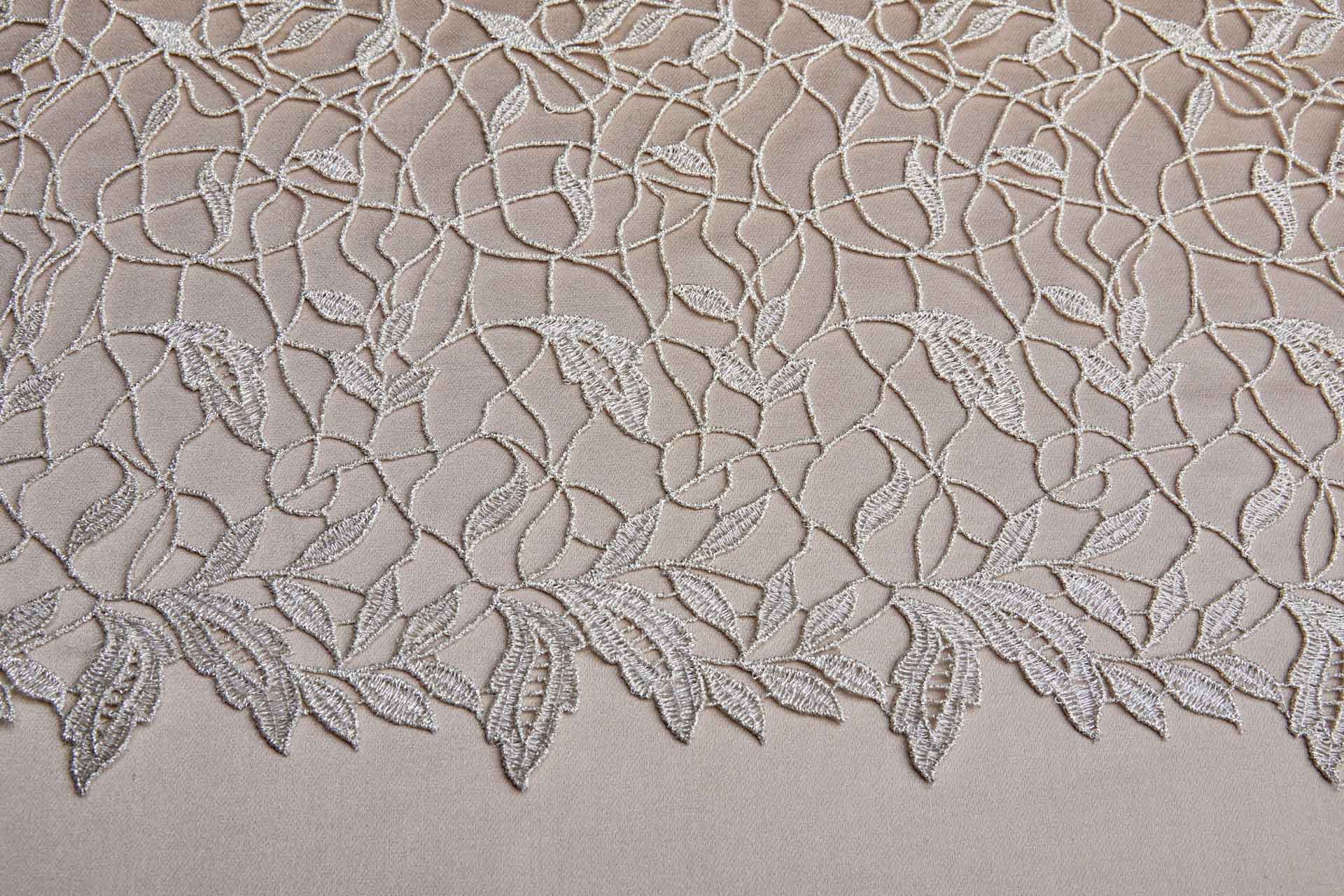 Guipure Lace - Swirl and Leaf Scallop - Pale Gold fabric, image 3 of 7
