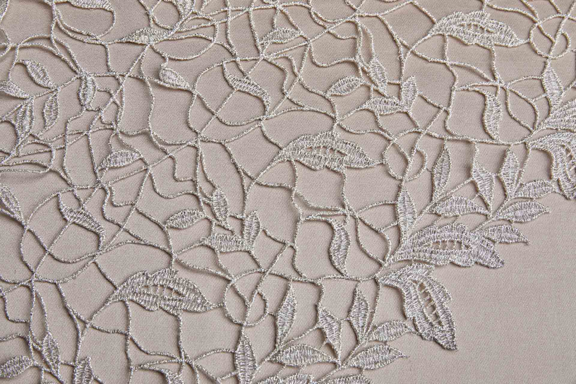 Guipure Lace - Swirl and Leaf Scallop - Pale Gold fabric, image 5 of 7