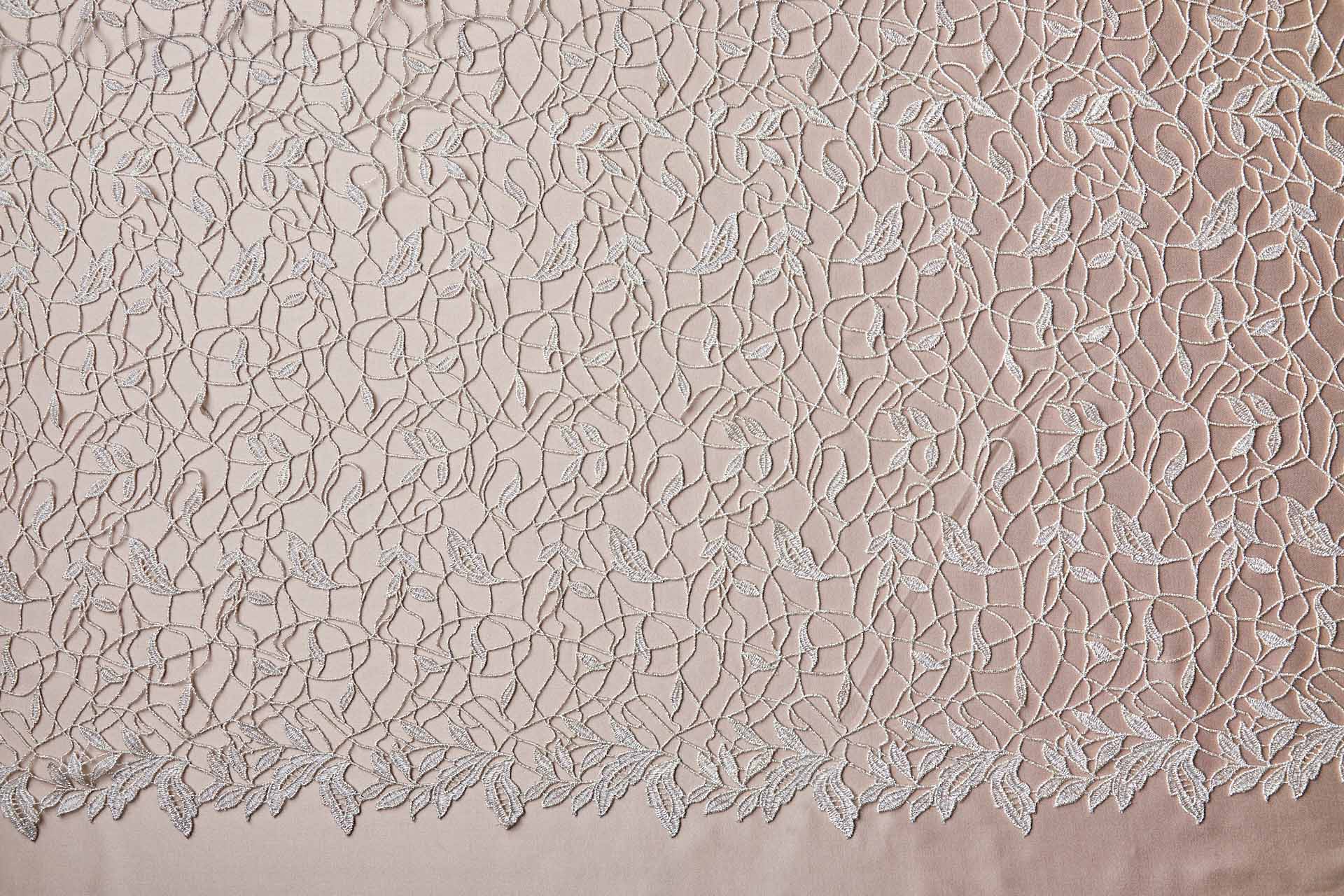 Guipure Lace - Swirl and Leaf Scallop - Pale Gold fabric, image 6 of 7