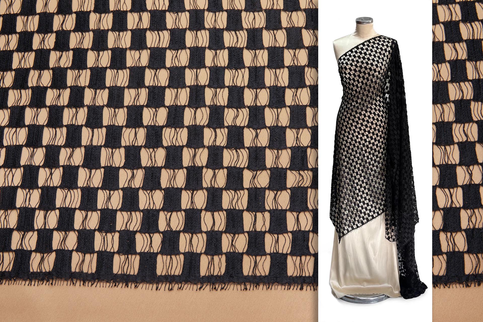 Checkerboard Lace in Black fabric