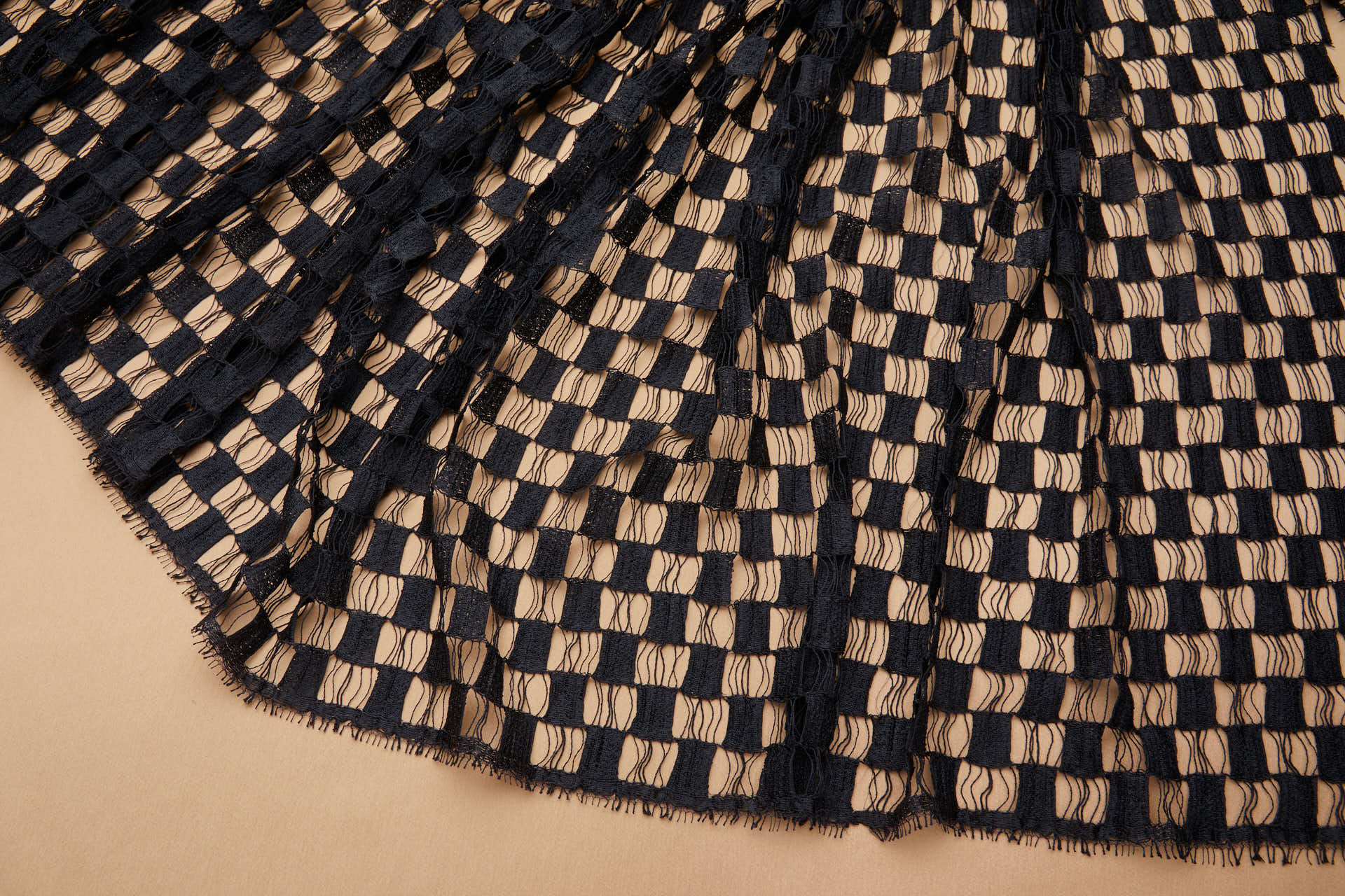 Checkerboard Lace in Black fabric, image 5 of 8