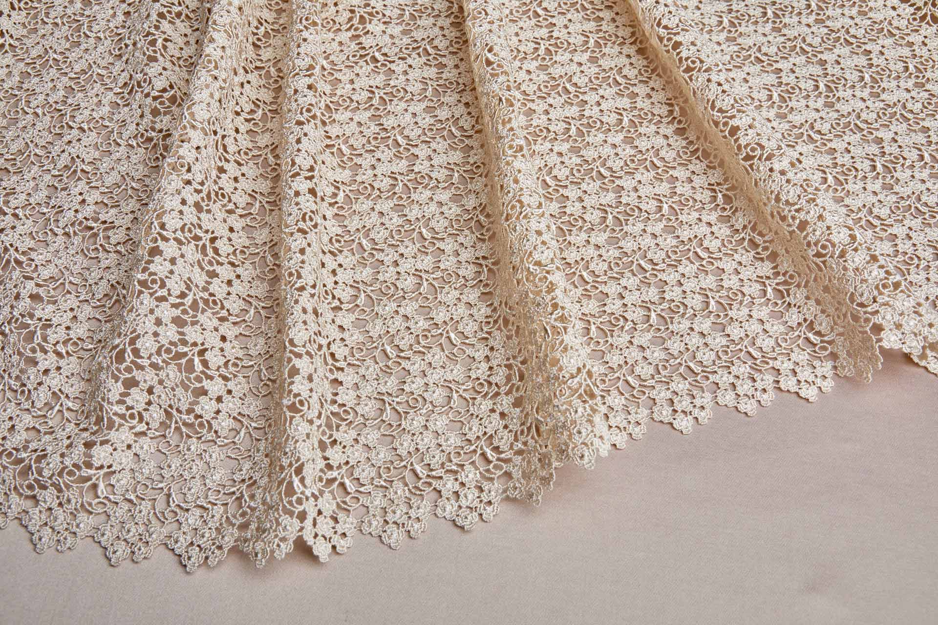 Guipure Lace Diminute Flowers in Wheat fabric