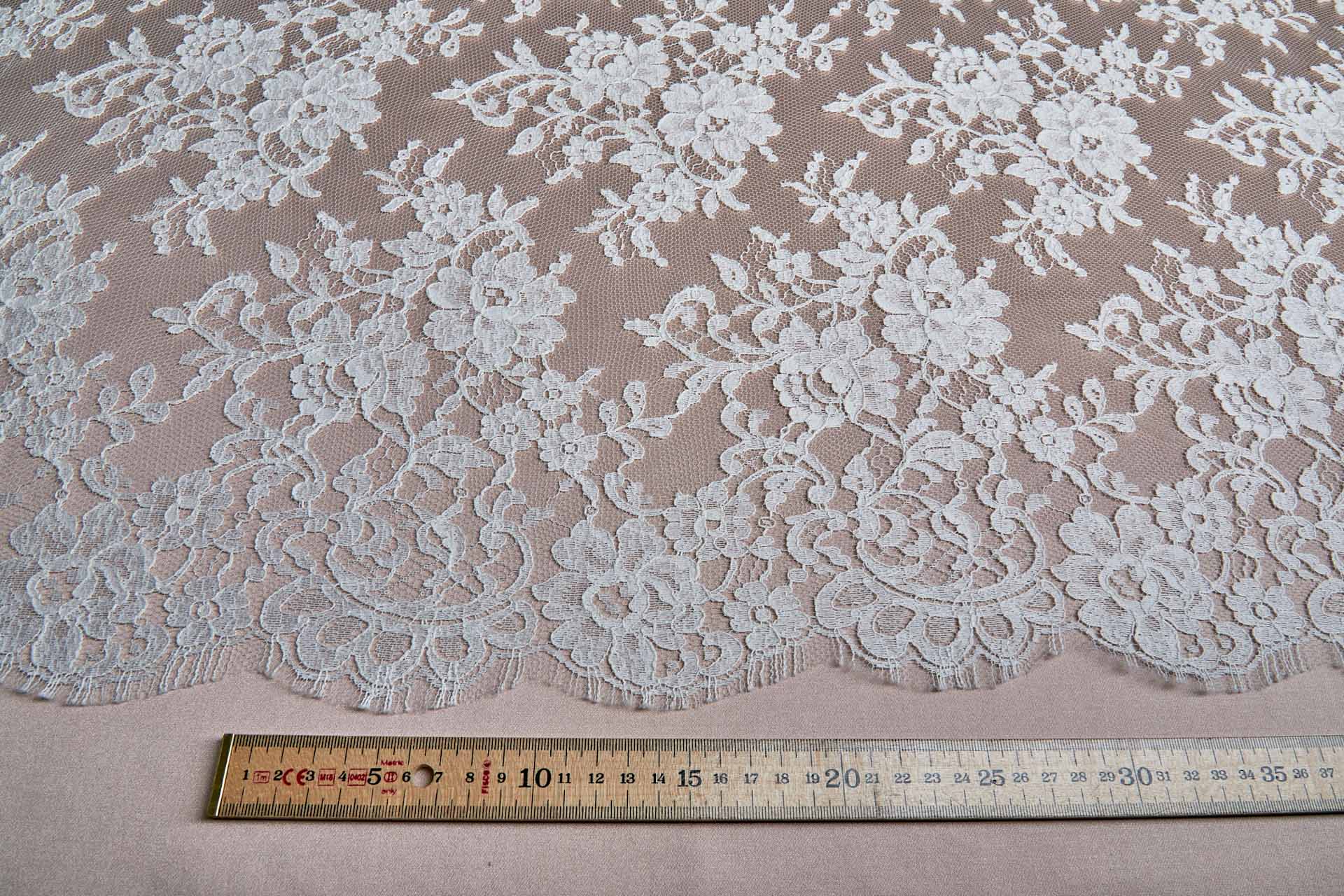 Ivory Leavers Lace - Rose Cluster Design fabric, image 2 of 7