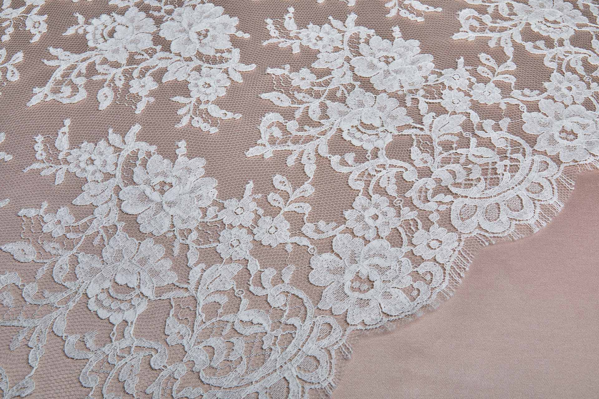 Ivory Leavers Lace - Rose Cluster Design fabric, image 4 of 7