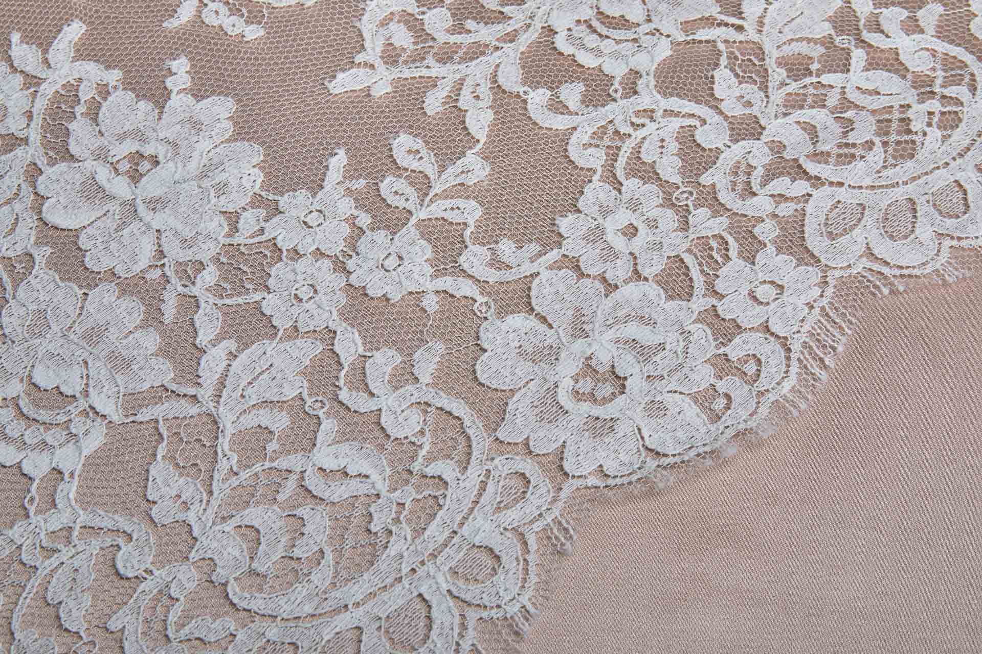 Ivory Leavers Lace - Rose Cluster Design fabric, image 5 of 7